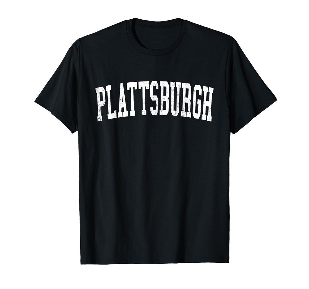 Plattsburgh Ny Distressed White Varsity T-Shirt - Trendy Graphic Men Women - T-Shirt, Sweatshirt, Hoodie