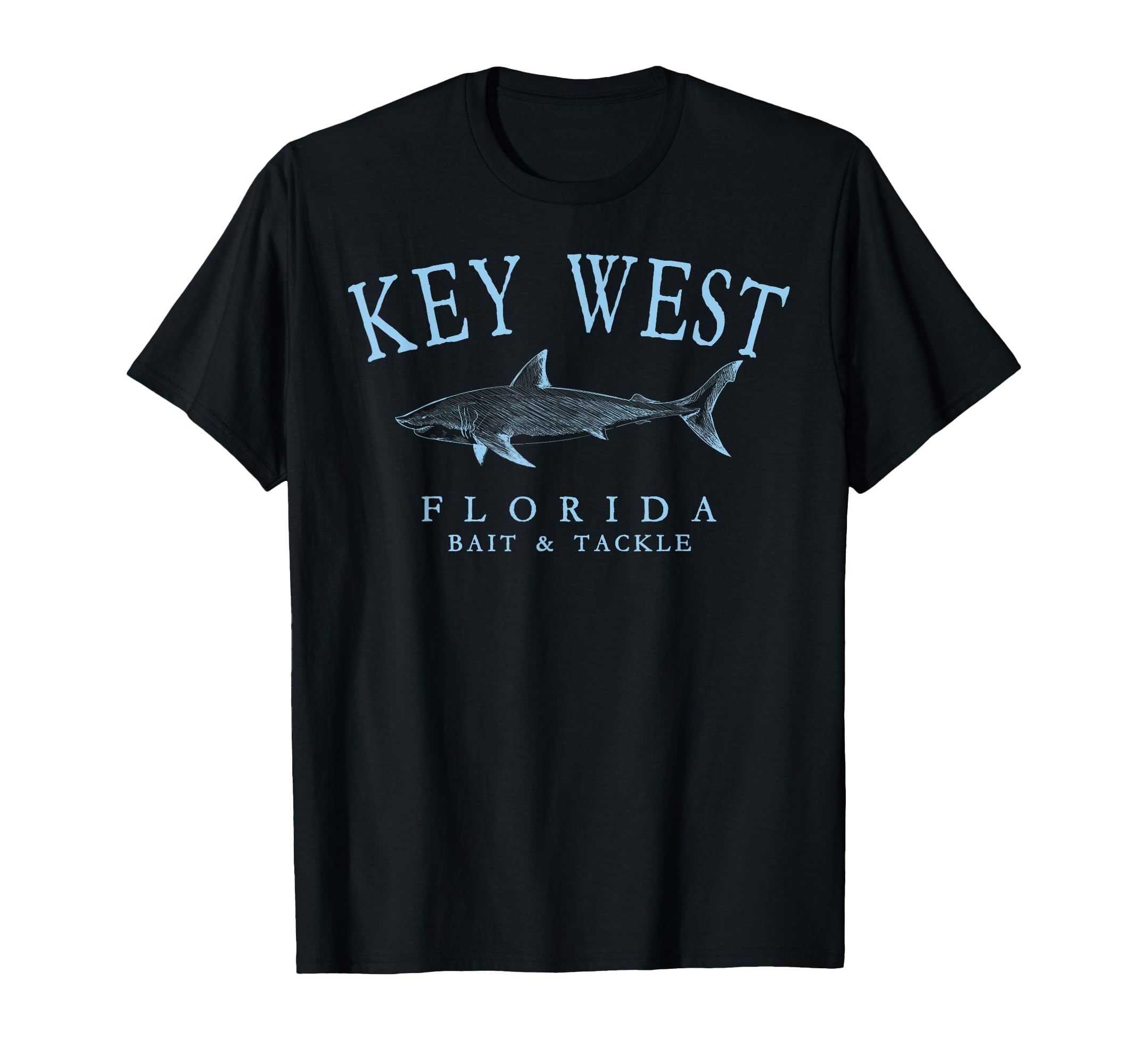 Key West Florida Shark Arched Pale Blue T-Shirt - Minimalist Print Unisex - T-Shirt, Sweatshirt, Hoodie