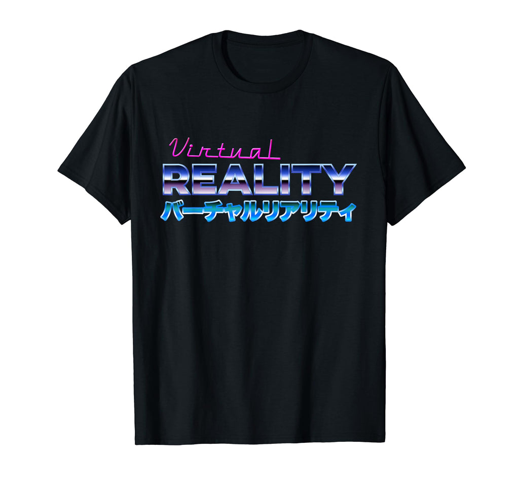 Virtual Reality Japanese Text Vaporwave T-Shirt - Graphic Print for Adults - T-Shirt, Sweatshirt, Hoodie