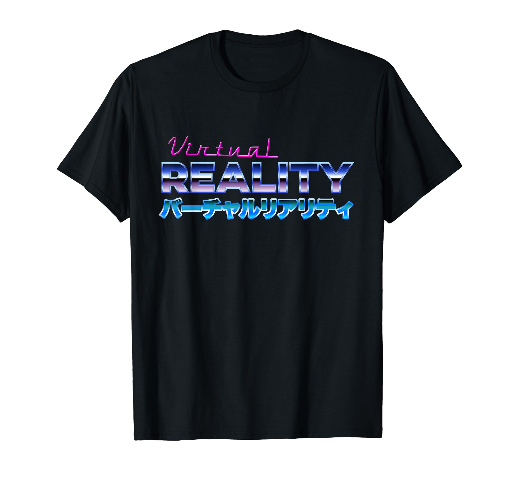 Virtual Reality Japanese Text Vaporwave T-Shirt - Graphic Print for Adults - T-Shirt, Sweatshirt, Hoodie