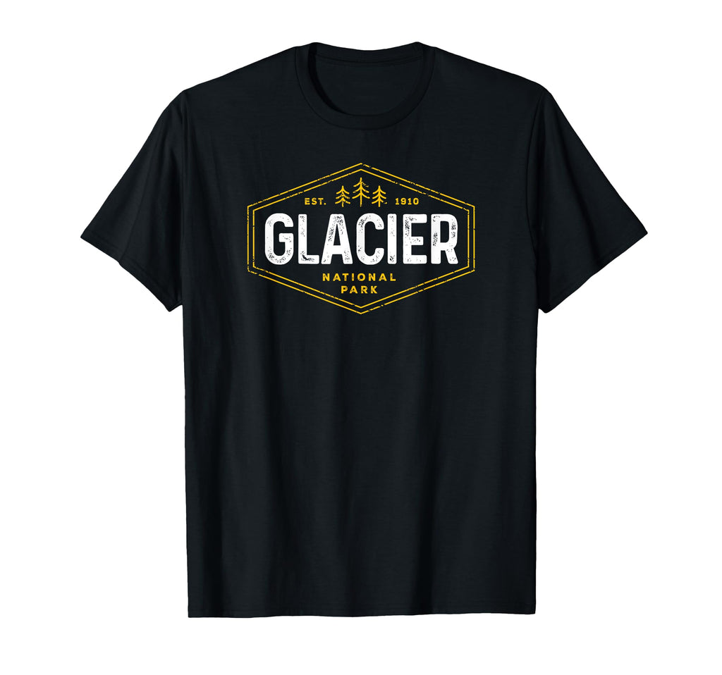 Glacier National Park Tree Hexagon Badge T-Shirt - Graphic Print Men Women - T-Shirt, Sweatshirt, Hoodie