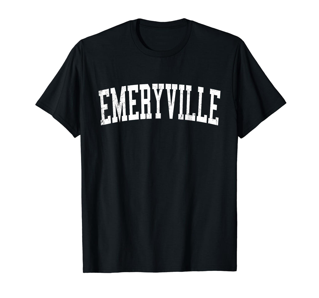 Emeryville Ca Distressed White Varsity T-Shirt - Streetwear Style Unisex - T-Shirt, Sweatshirt, Hoodie