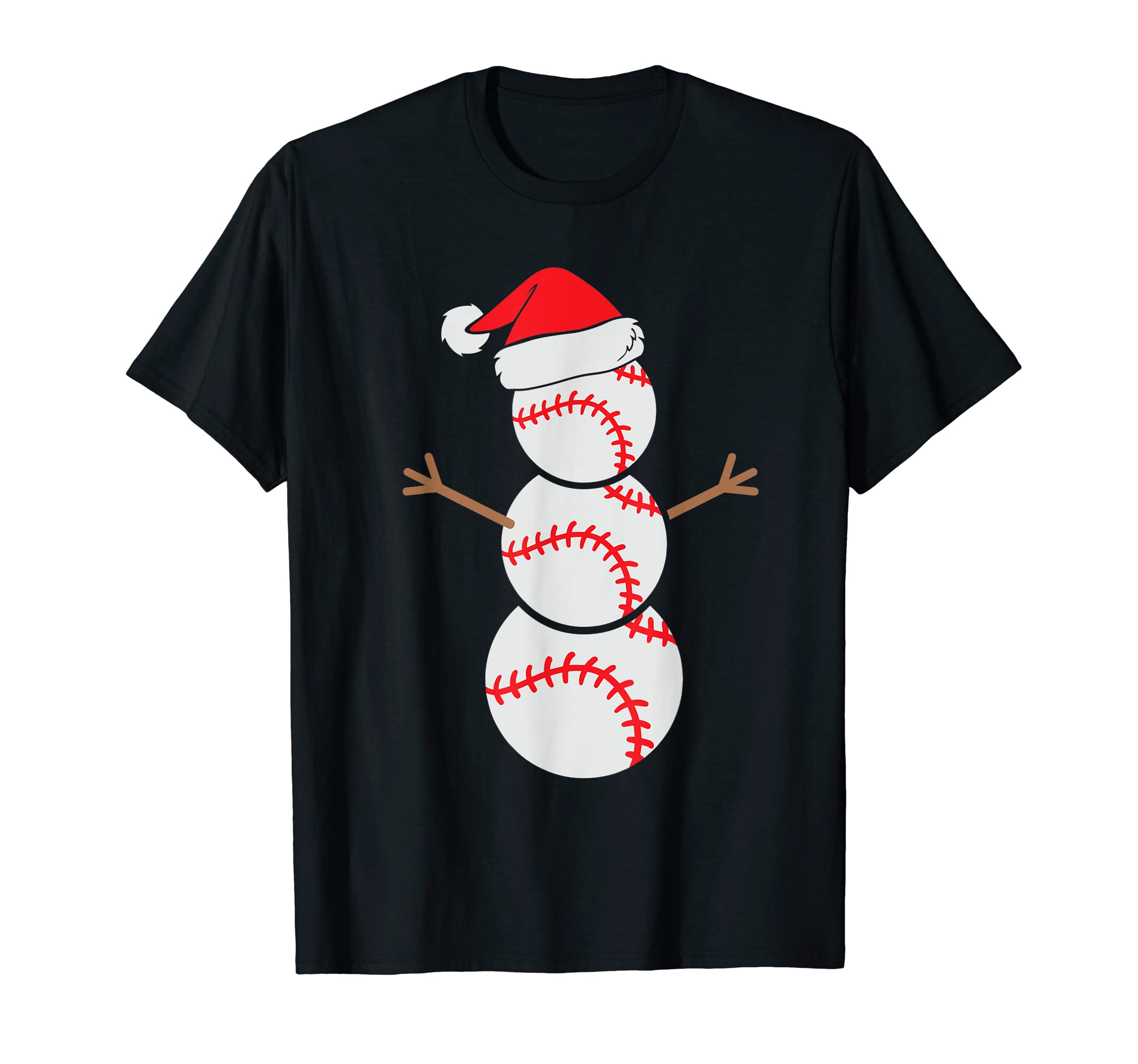 Funny Baseball Snowman Santa Hat T-Shirt - Fun Novelty Design Unisex - T-Shirt, Sweatshirt, Hoodie