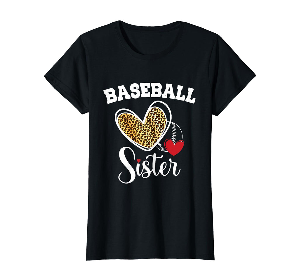 Baseball Sister Leopard Heart Mothers T-Shirt - Graphic Print for Adults - T-Shirt, Sweatshirt, Hoodie