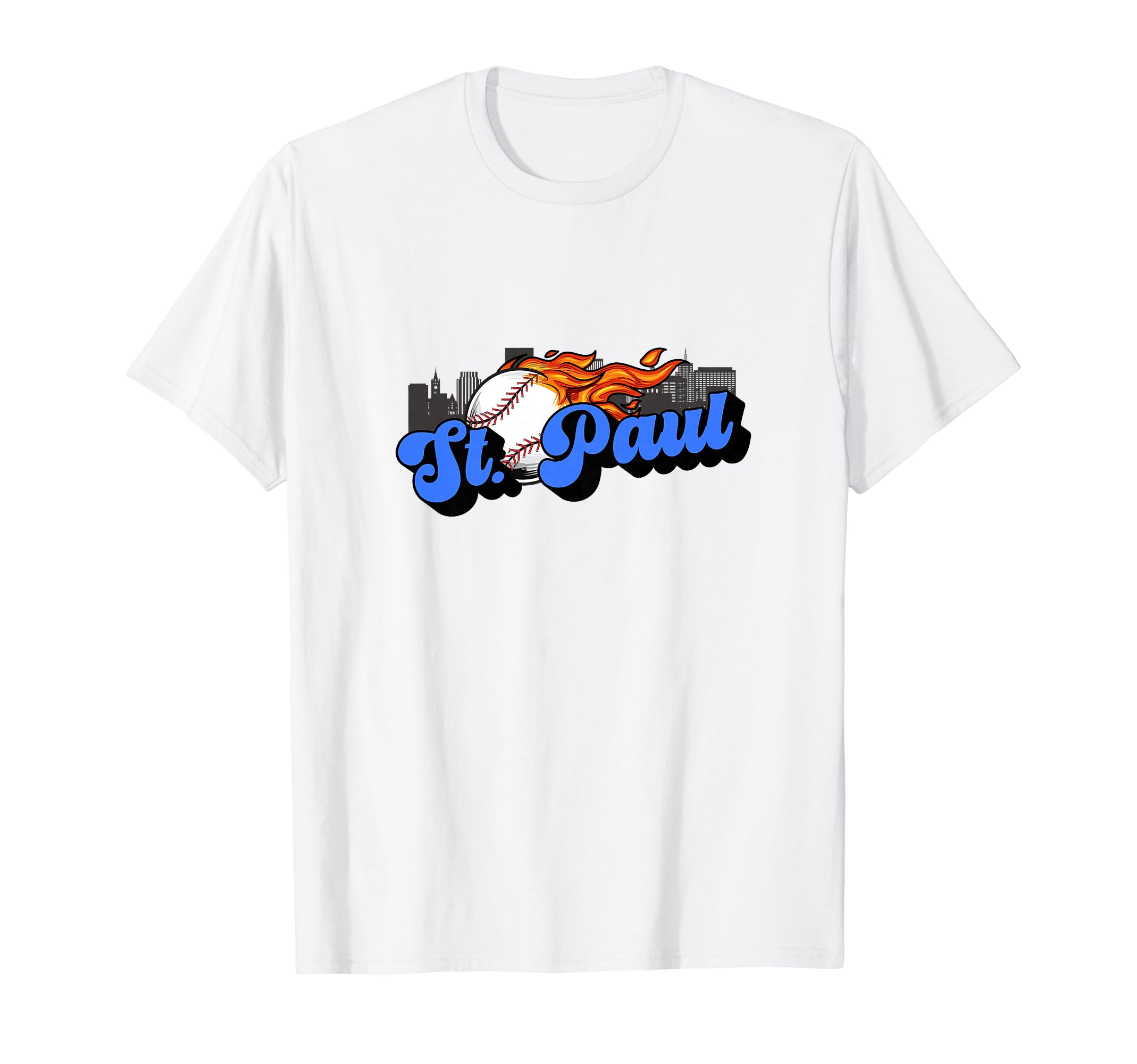 Saint Paul Baseball City Skyline T-Shirt - Streetwear Style for Adults - T-Shirt, Sweatshirt, Hoodie