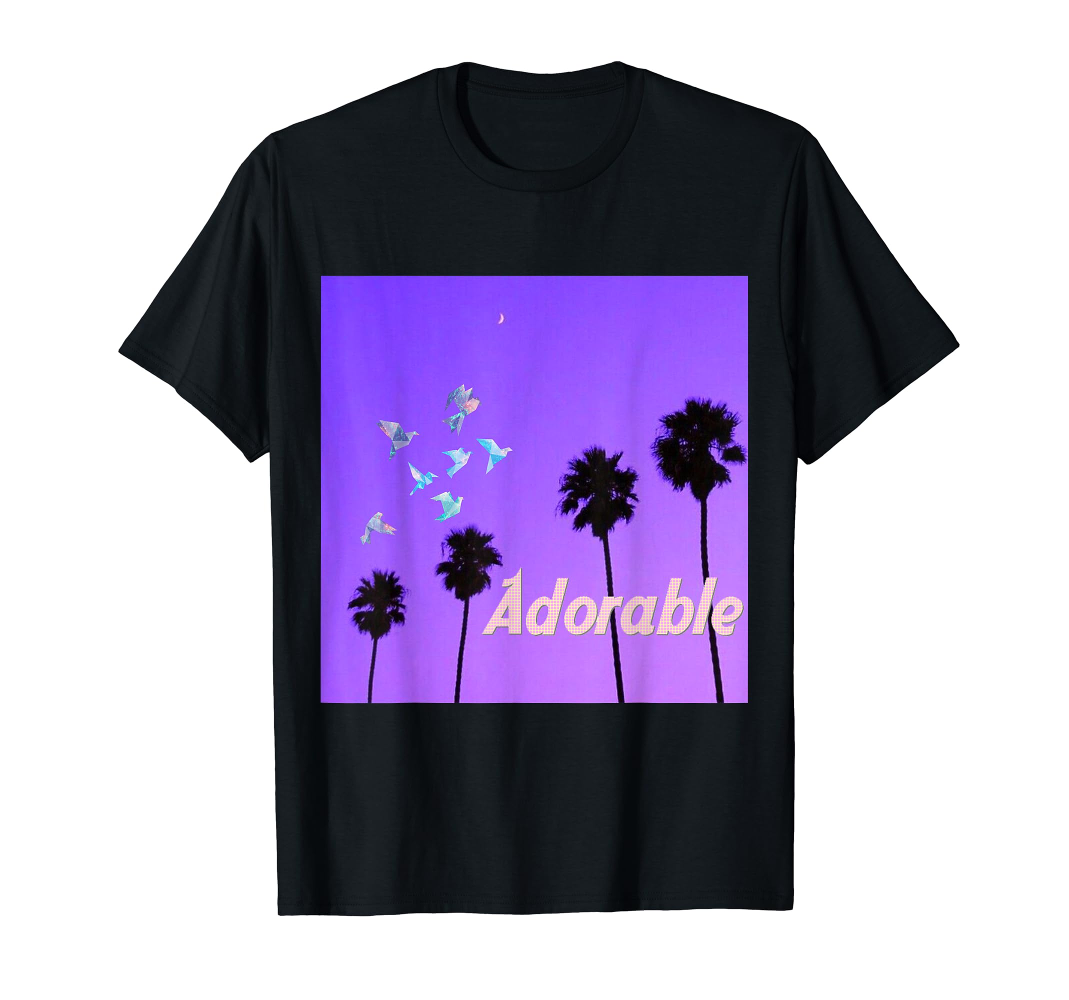 Cranes Palms Adorable Aesthetic T-Shirt - Minimalist Print for Adults - T-Shirt, Sweatshirt, Hoodie