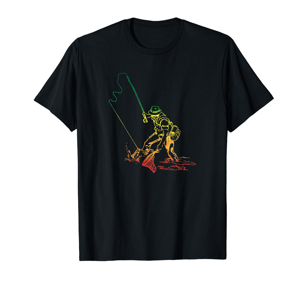 Fly Fishing Trout Distressed T-Shirt - Fun Novelty Design Unisex - T-Shirt, Sweatshirt, Hoodie