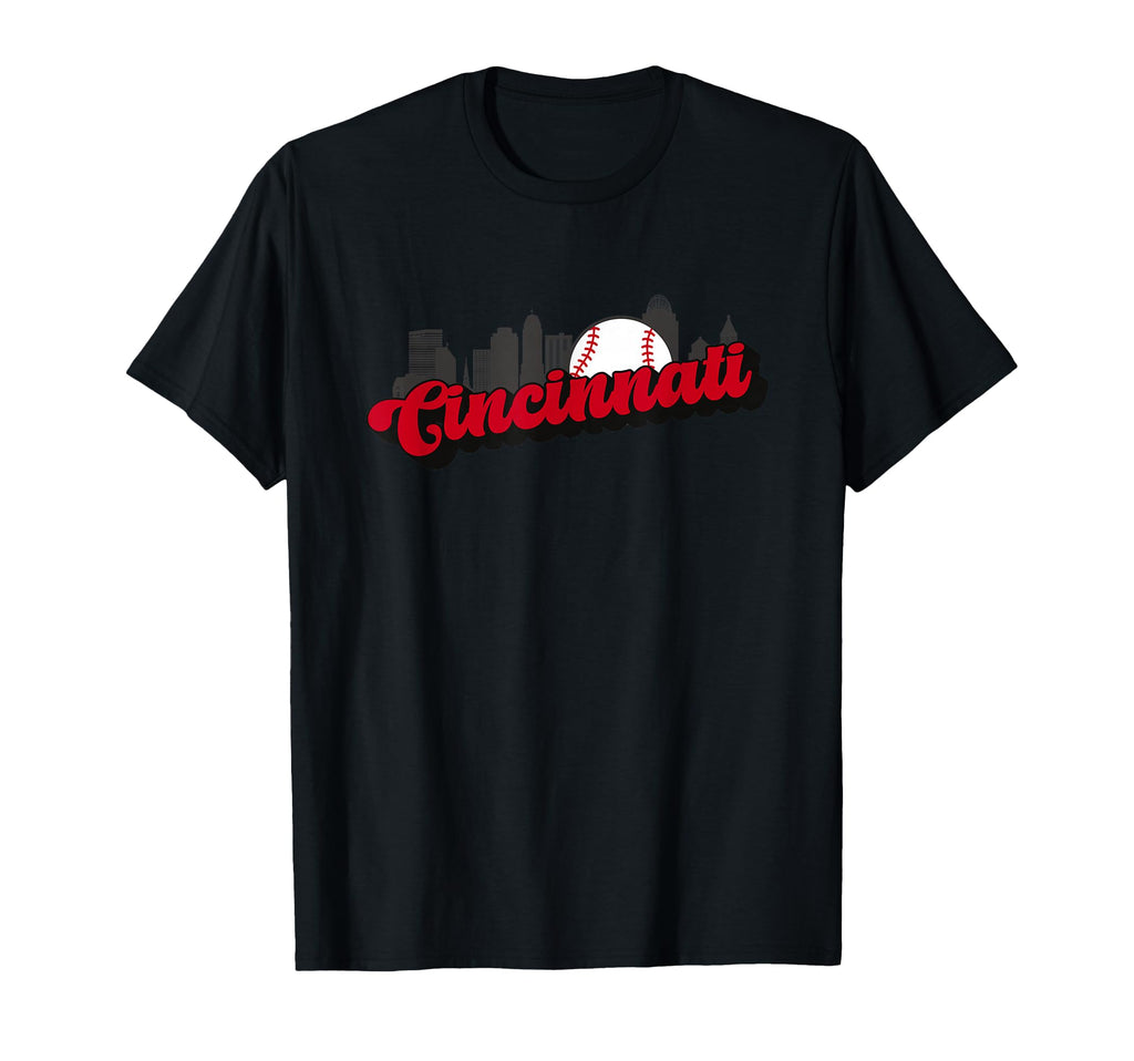 Cincinnati Baseball City Skyline T-Shirt - Novelty Apparel Men Women - T-Shirt, Sweatshirt, Hoodie