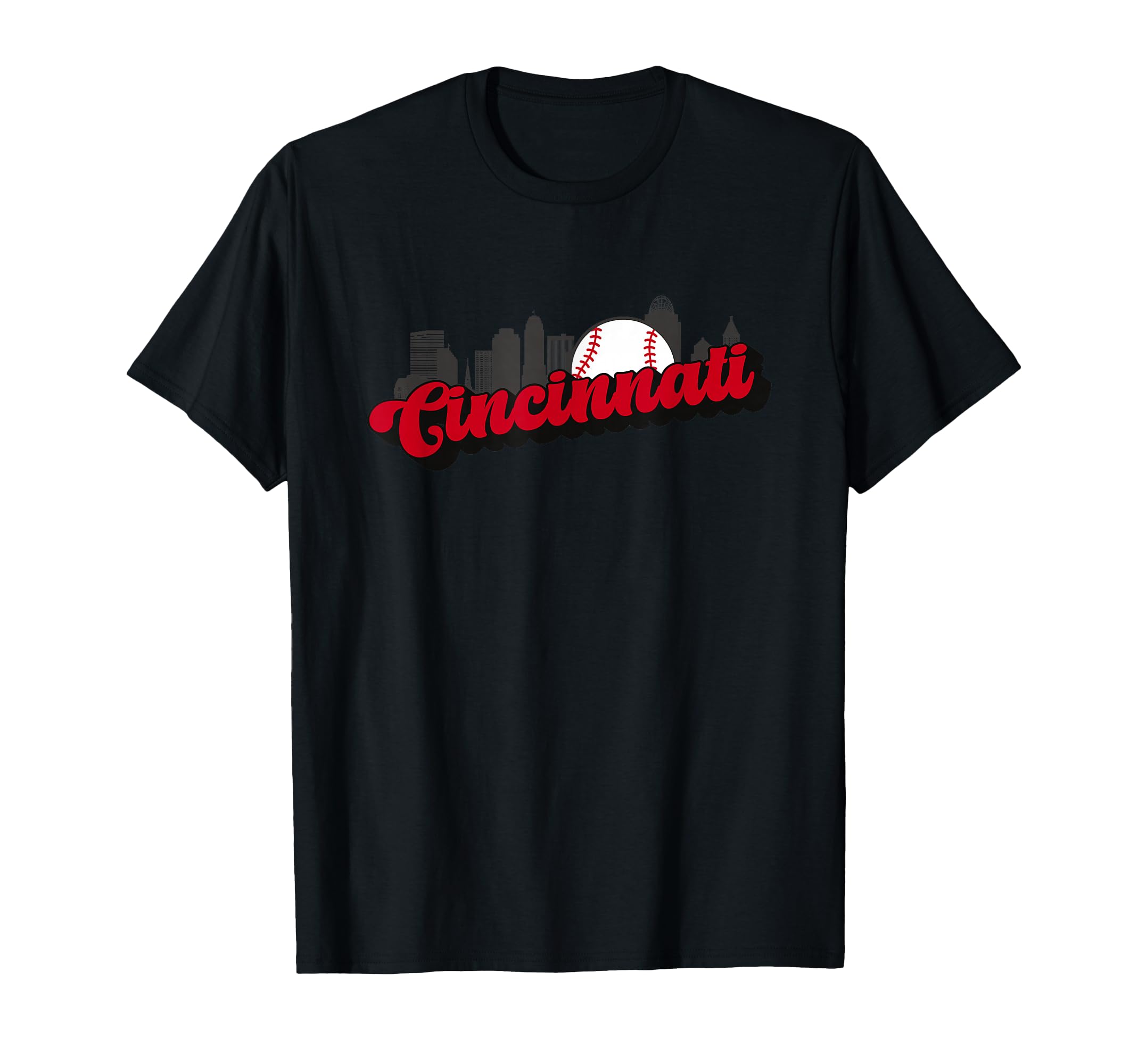Cincinnati Baseball City Skyline T-Shirt - Novelty Apparel Men Women - T-Shirt, Sweatshirt, Hoodie