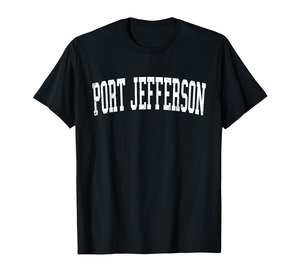 Port Jefferson Ny Distressed White Varsity T-Shirt - Trendy Graphic Unisex - T-Shirt, Sweatshirt, Hoodie