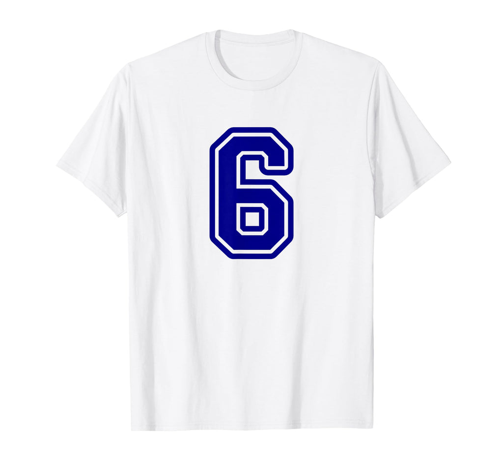 Blue Sports Team Number 6 T-Shirt - Trendy Graphic for Adults - T-Shirt, Sweatshirt, Hoodie