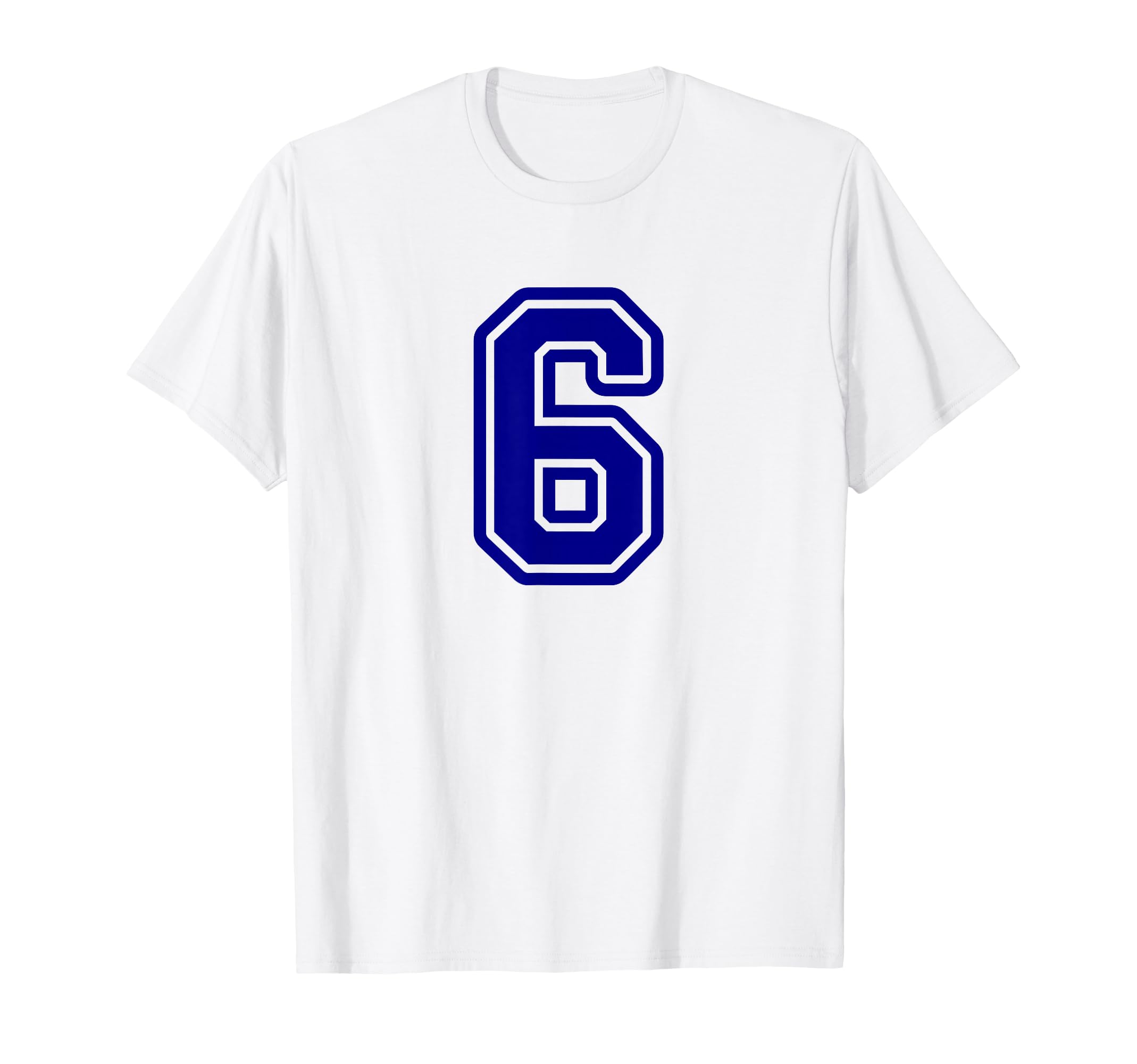 Blue Sports Team Number 6 T-Shirt - Trendy Graphic for Adults - T-Shirt, Sweatshirt, Hoodie