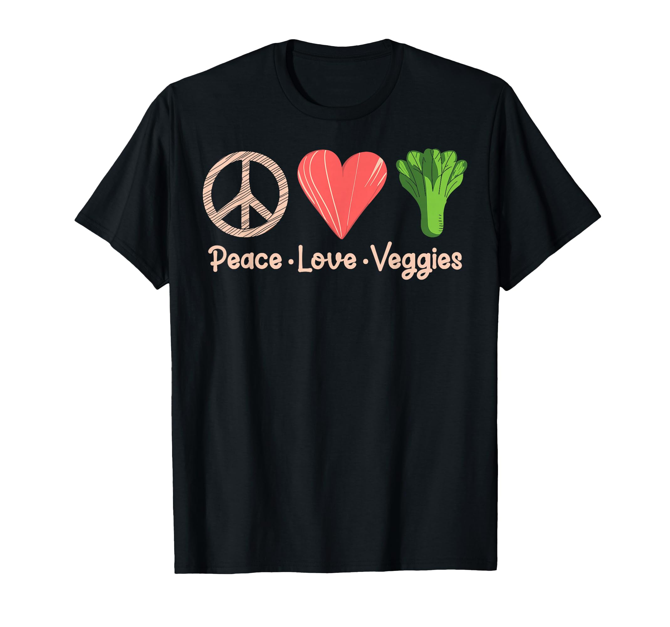 Peace Love Veggies Vegetables Gift Hoodie - Custom Art Print Men Women - T-Shirt, Sweatshirt, Hoodie