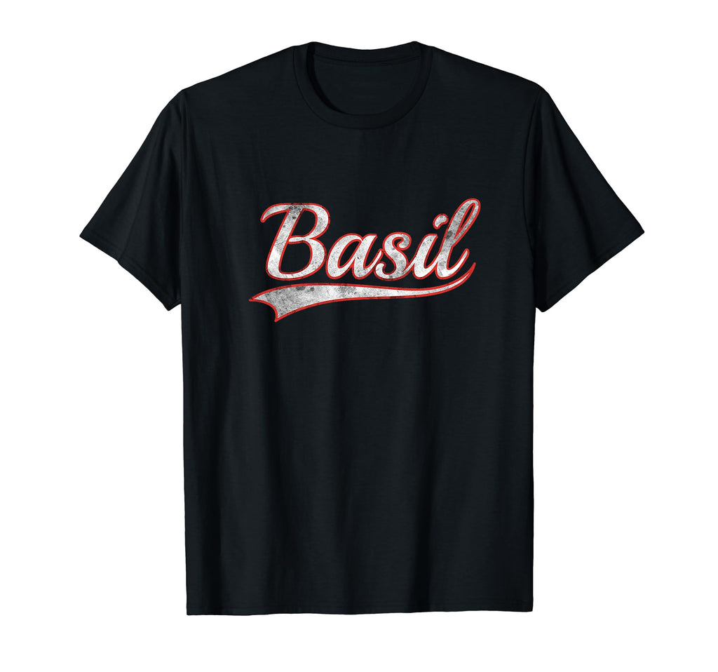 Basil Varsity Distressed Throwback T-Shirt - Aesthetic Graphic Unisex - T-Shirt, Sweatshirt, Hoodie