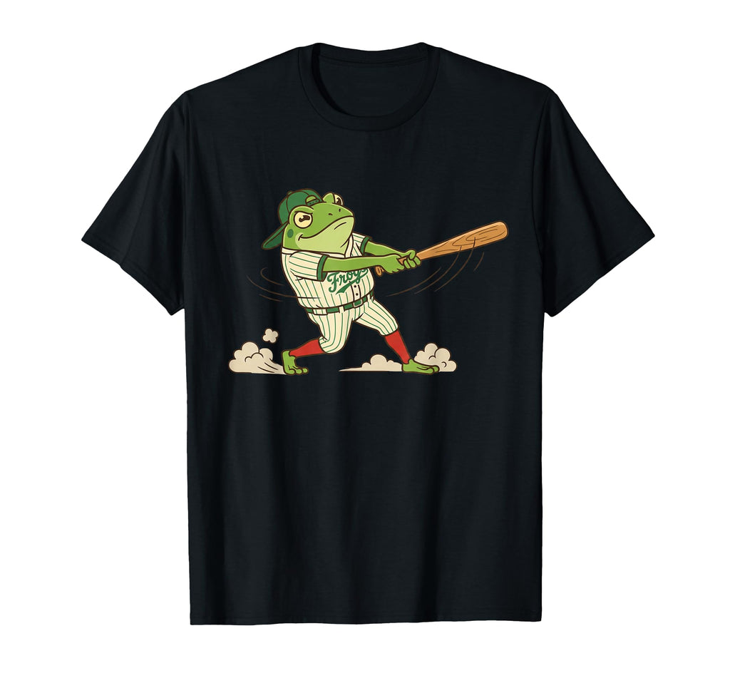 Frog Playing Baseball Sports Toad T-Shirt - Unique Graphic Men Women - T-Shirt, Sweatshirt, Hoodie