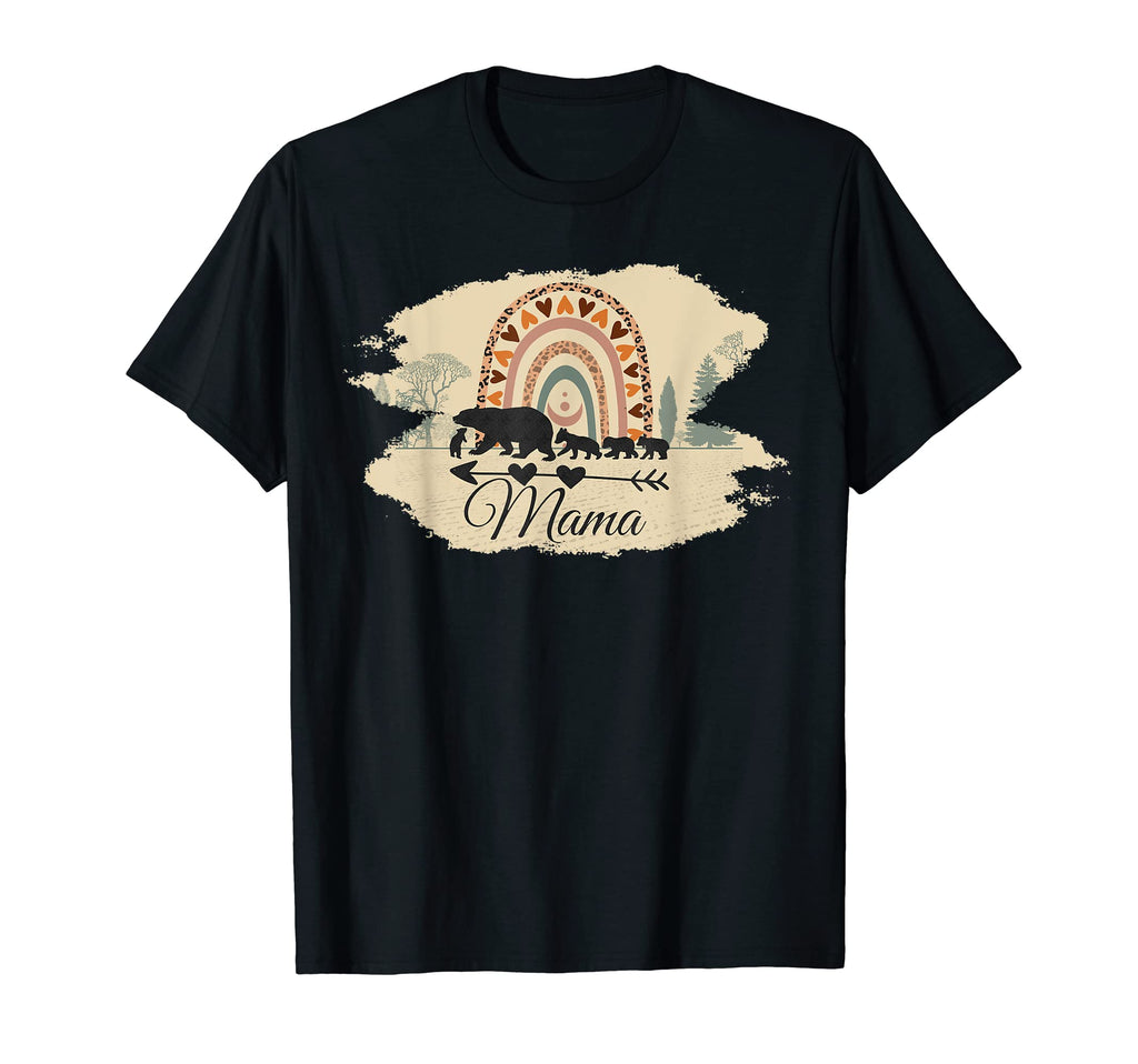 Mama Bear Four Cubs And Rainbow Boho T-Shirt - Novelty Apparel Men Women - T-Shirt, Sweatshirt, Hoodie
