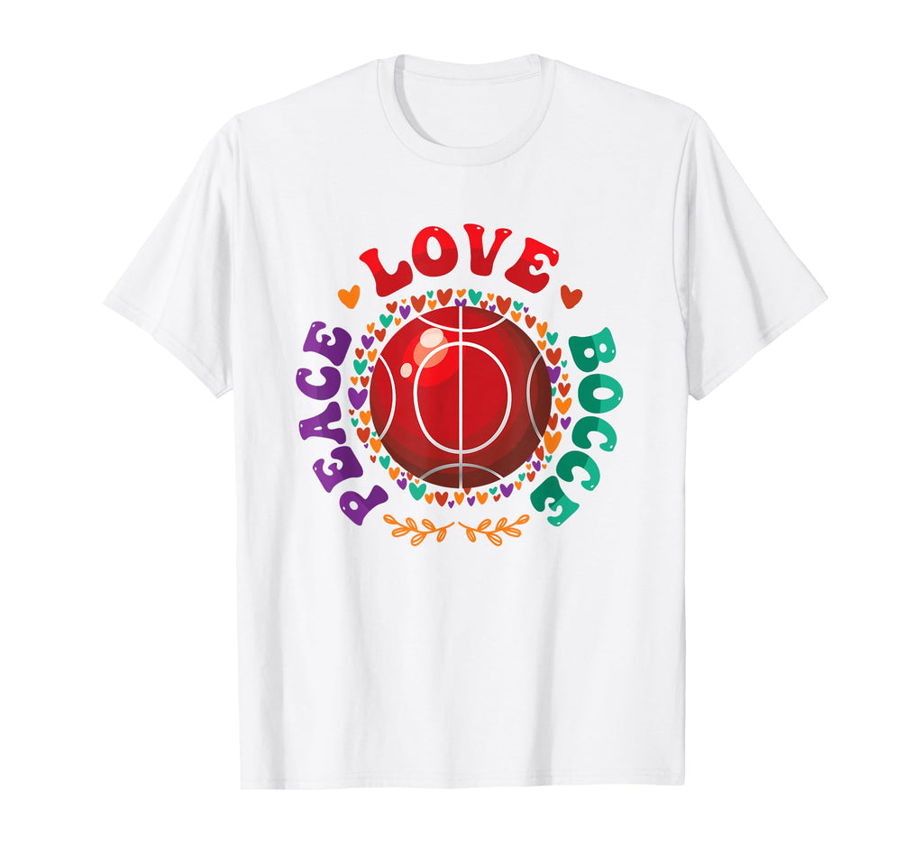 Peace Love Bocce Ball Player T-Shirt - Graphic Print Unisex - T-Shirt, Sweatshirt, Hoodie