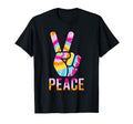 60S 70S Tie Dye Peace V Hand Sign Hippie T-Shirt - Minimalist Print Unisex - T-Shirt, Sweatshirt, Hoodie