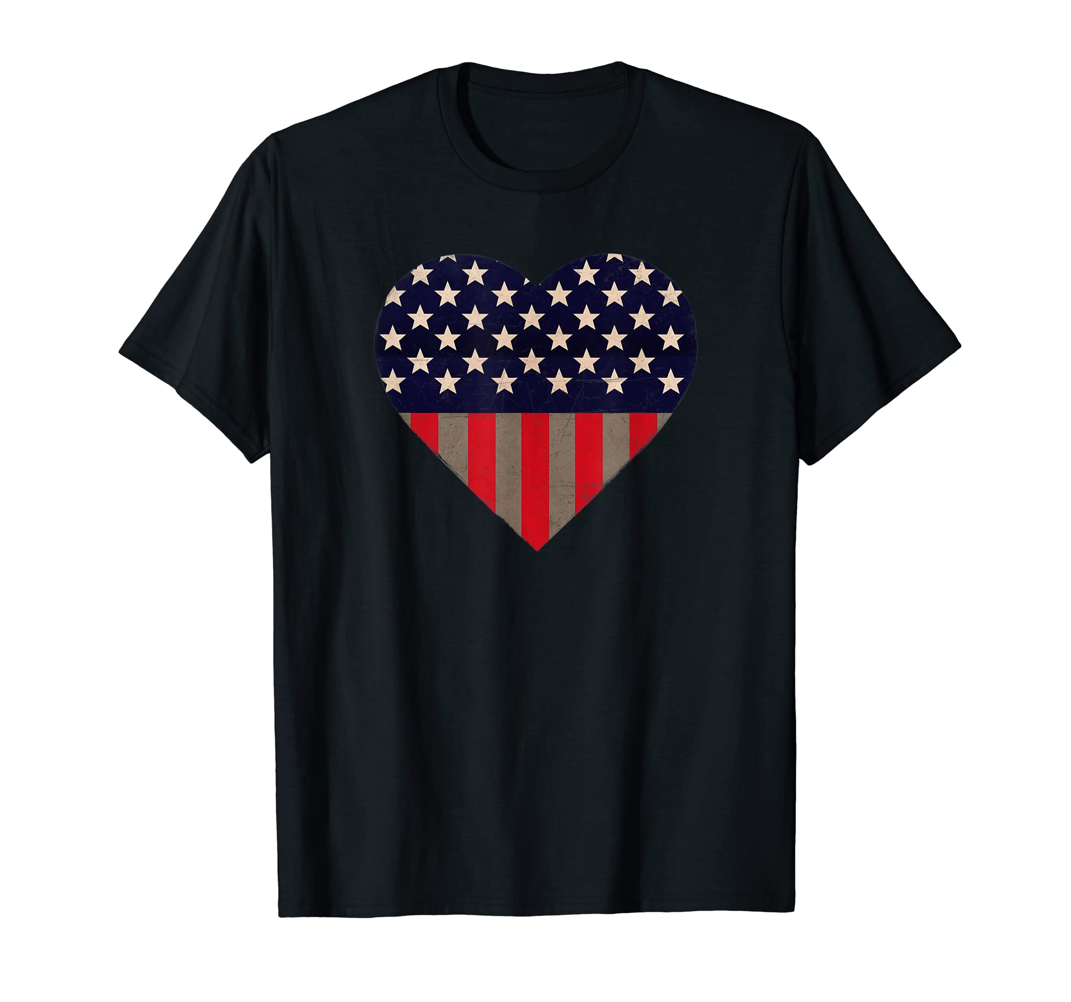 Distressed I Heart Usa 4Th July Flag T-Shirt - Minimalist Print Unisex - T-Shirt, Sweatshirt, Hoodie