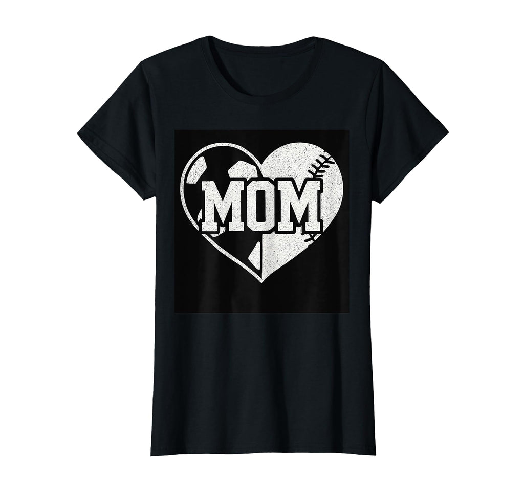 Ball Mom Soccer Football Baseball Mom Both T-Shirt - Unique Graphic Unisex - T-Shirt, Sweatshirt, Hoodie