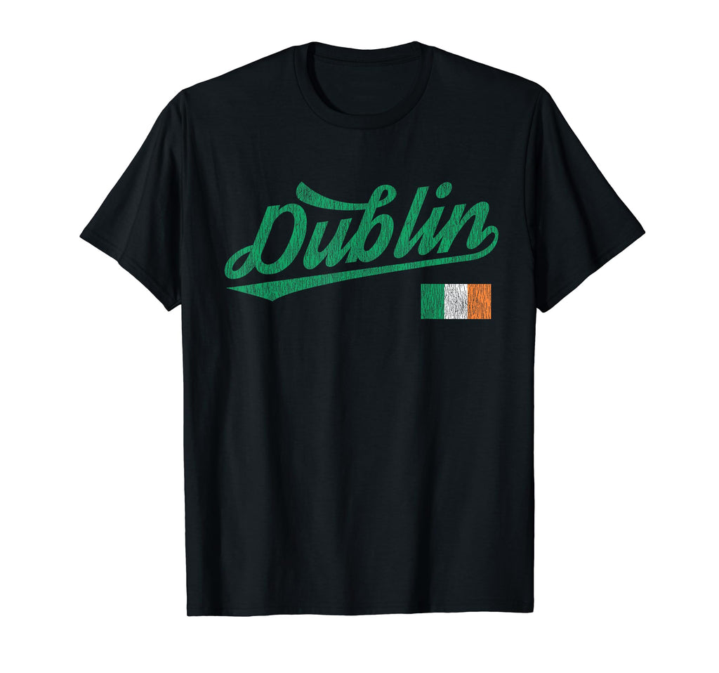 Dublin Ireland Irish Flag Distressed T-Shirt - Custom Art Print Unisex - T-Shirt, Sweatshirt, Hoodie