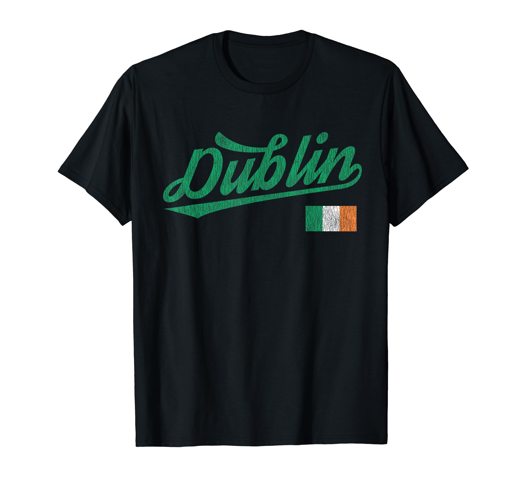 Dublin Ireland Irish Flag Distressed T-Shirt - Custom Art Print Unisex - T-Shirt, Sweatshirt, Hoodie