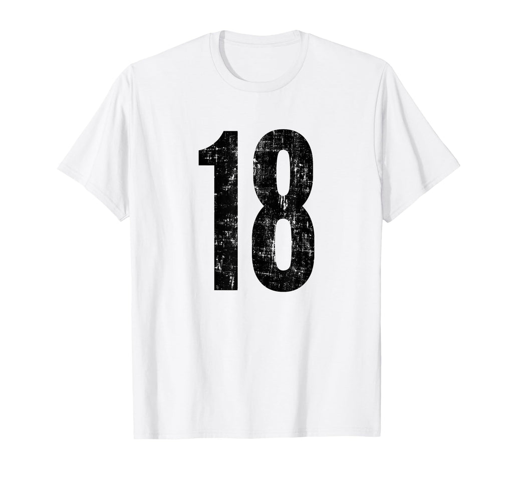 Number 18 Distressed Eighn Sports T-Shirt - Custom Art Print Men Women - T-Shirt, Sweatshirt, Hoodie