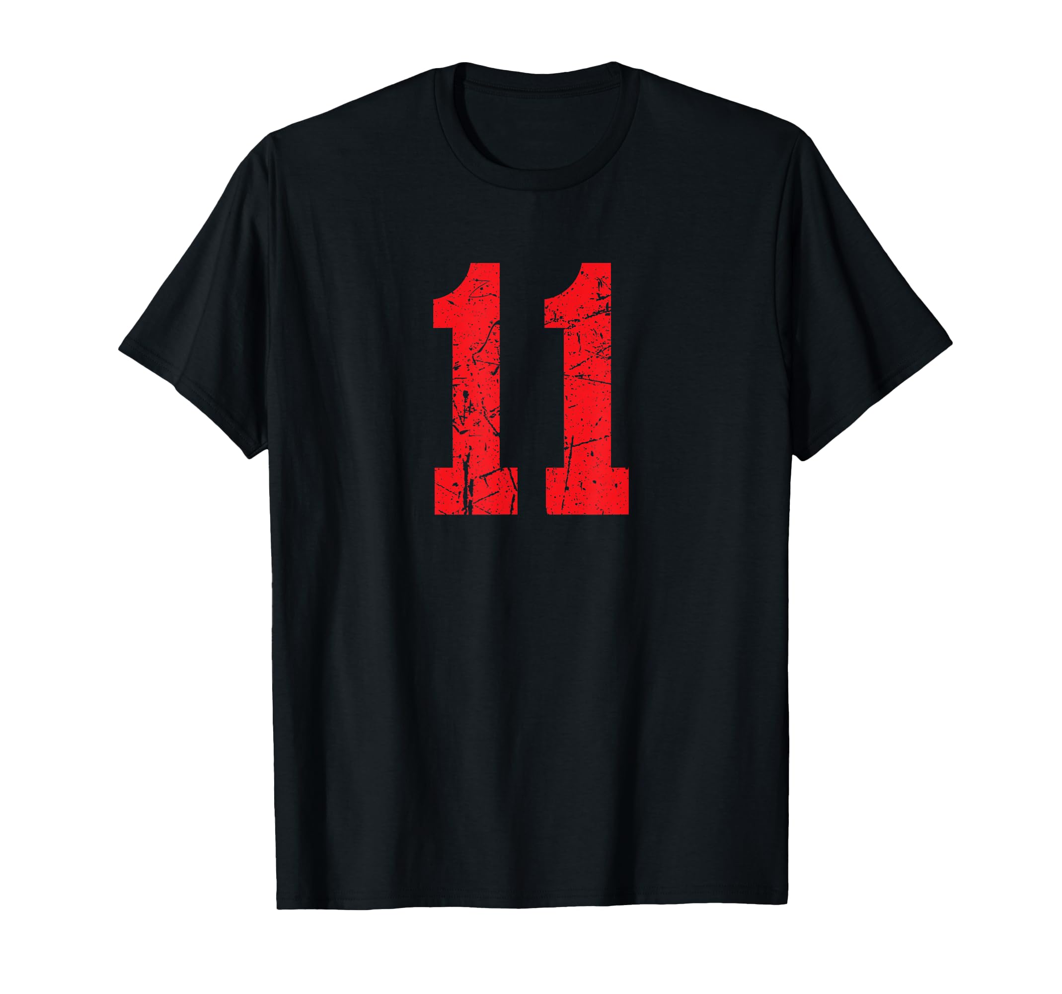 Number 11 Red Distressed Favorite T-Shirt - Unique Graphic for Adults - T-Shirt, Sweatshirt, Hoodie