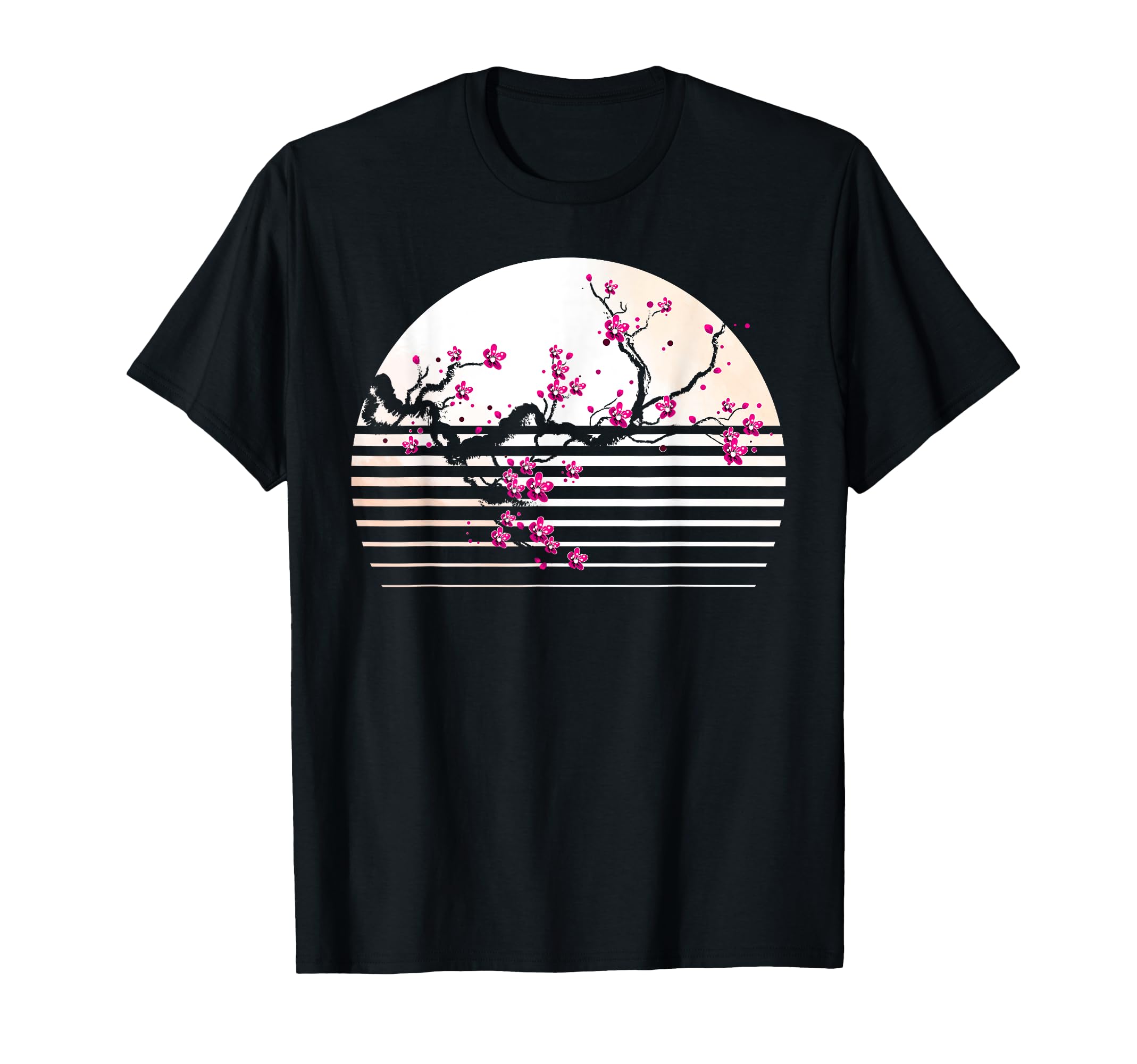 Cherry Blossom Japanese Sunset T-Shirt - Fun Novelty Design Men Women - T-Shirt, Sweatshirt, Hoodie