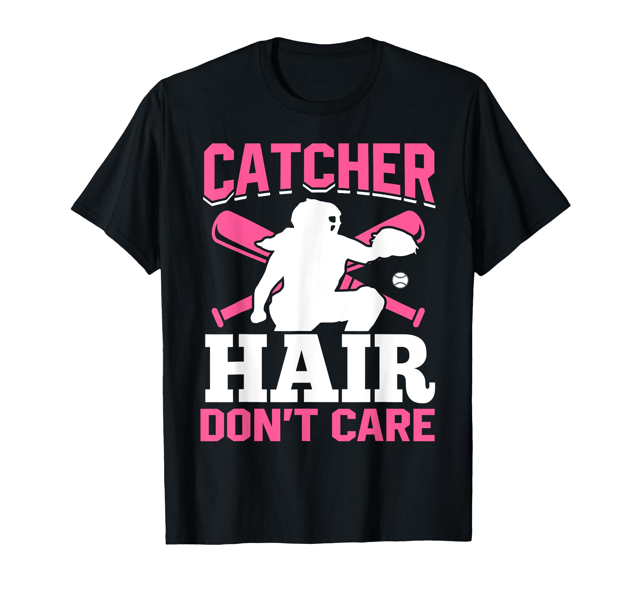 Catcher Hair Dont Care Softball T-Shirt - Custom Art Print for Adults - T-Shirt, Sweatshirt, Hoodie
