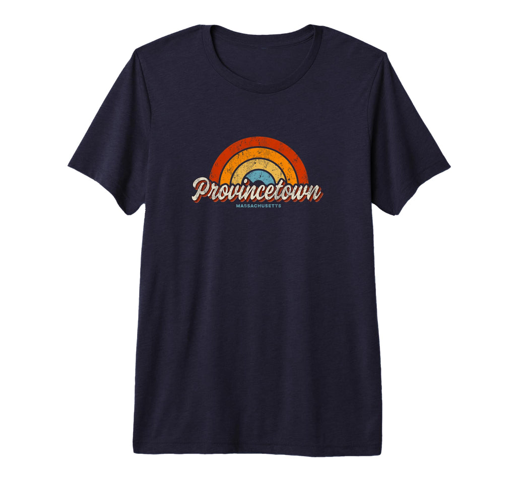 Provincetown Massachusetts Ma Rainbow 70S T-Shirt - Trendy Graphic Unisex - T-Shirt, Sweatshirt, Hoodie