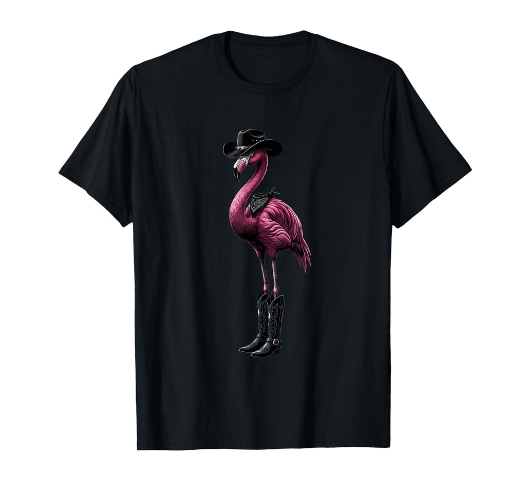Flamingo Western Cowboy T-Shirt - Fun Novelty Design Men Women - T-Shirt, Sweatshirt, Hoodie