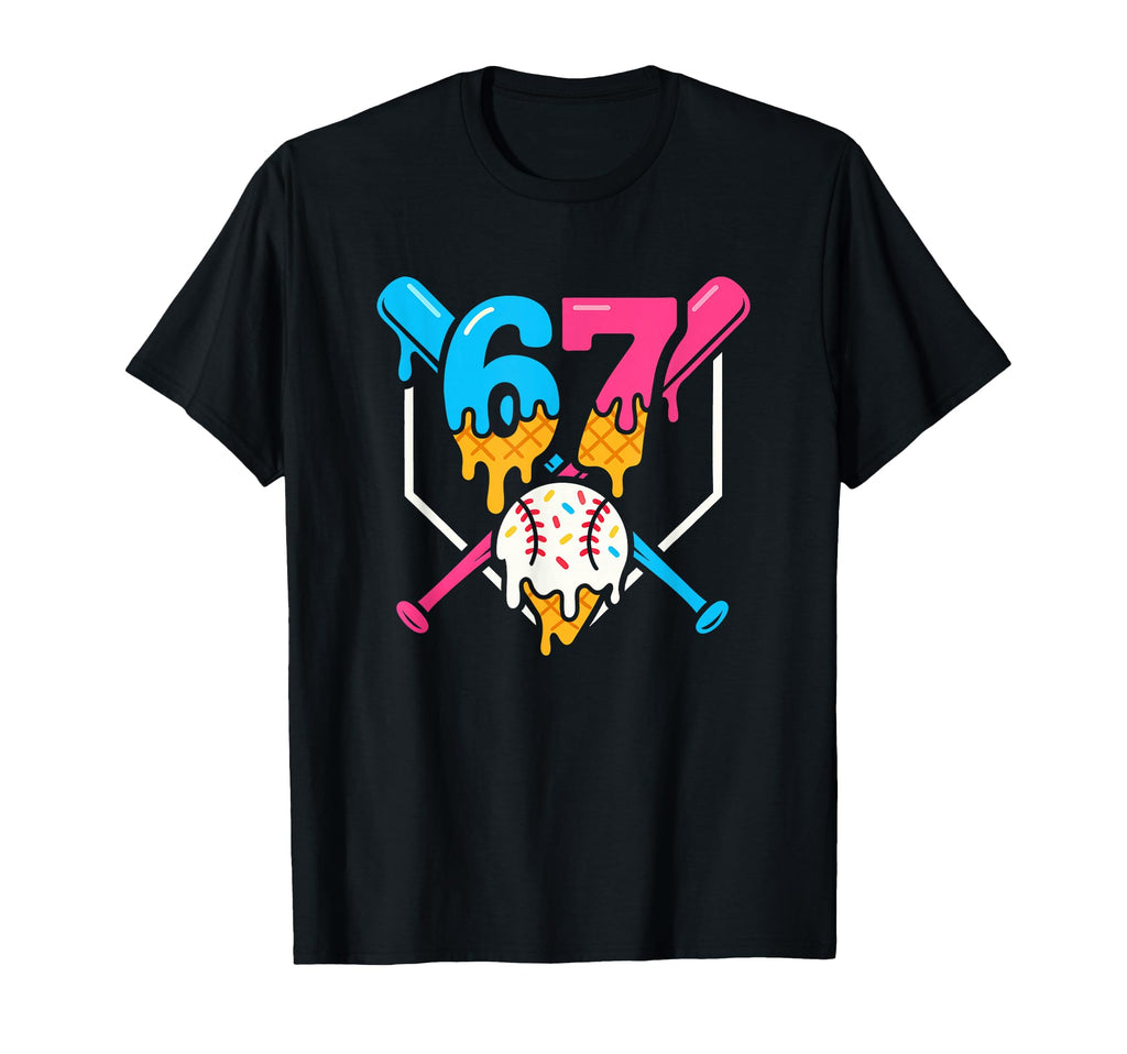 Six Seven Baseball Ice Cream Drip 67 T-Shirt - Custom Art Print for Adults - T-Shirt, Sweatshirt, Hoodie