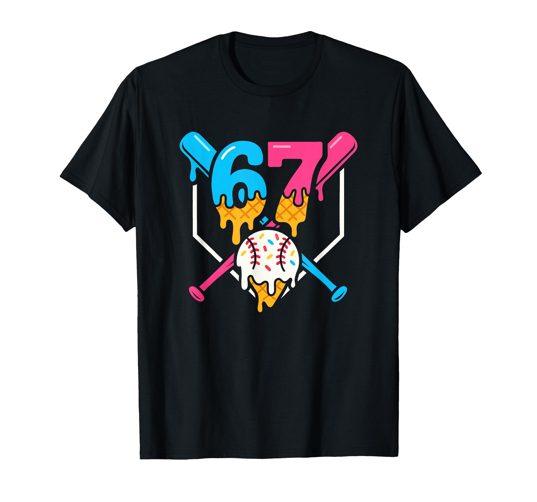 Six Seven Baseball Ice Cream Drip 67 T-Shirt - Custom Art Print for Adults - T-Shirt, Sweatshirt, Hoodie