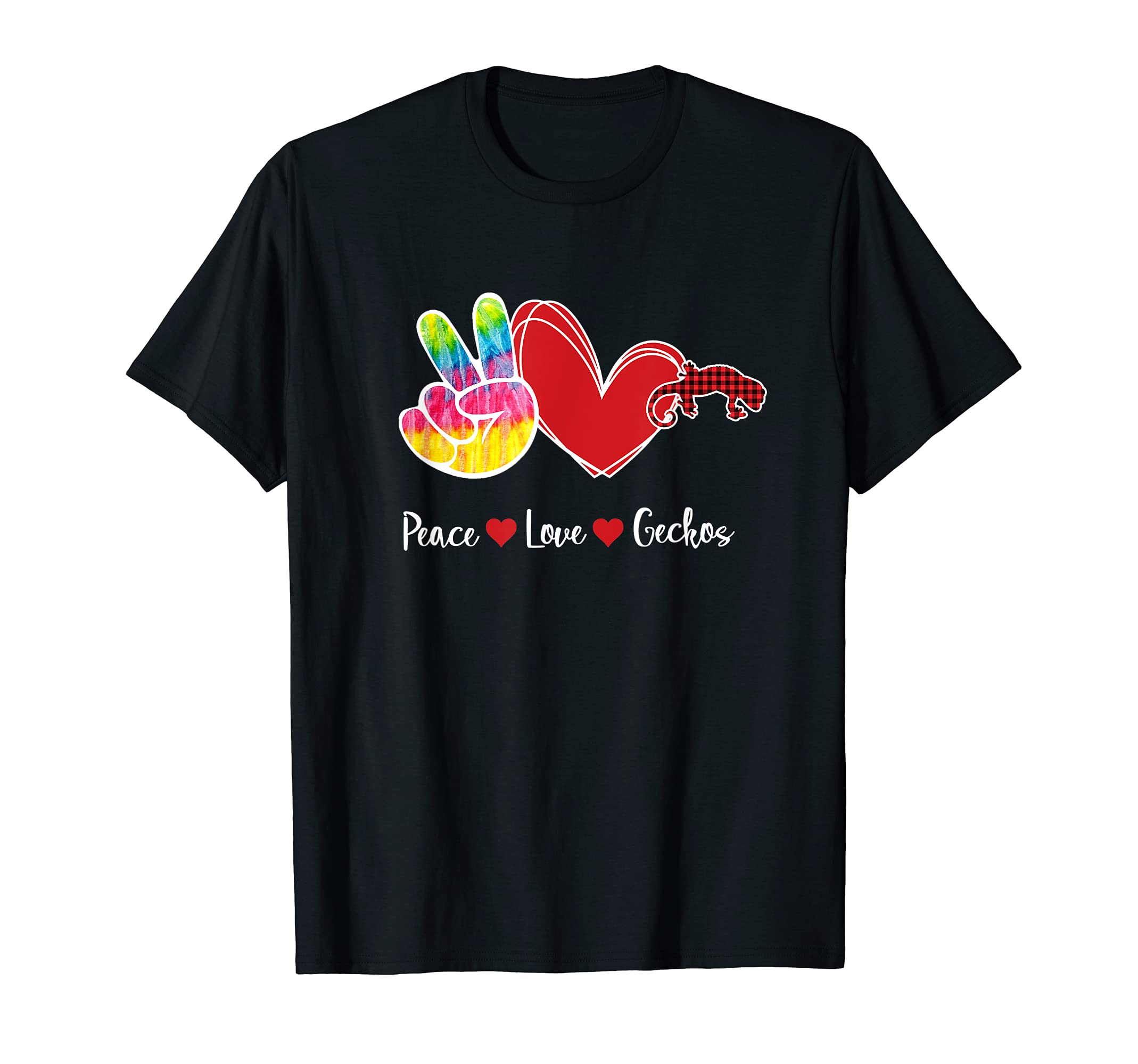 Red Plaid Buffalo Tartan Peace Love T-Shirt - Trendy Graphic Men Women - T-Shirt, Sweatshirt, Hoodie
