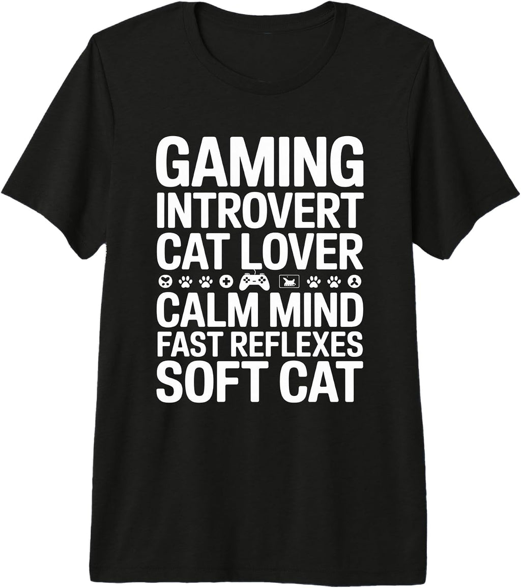 Gaming Introvert Cat Lover Calm Mind - Adult & Kids T-Shirts, Sweatshirts & Hoodies apparel design preview 1