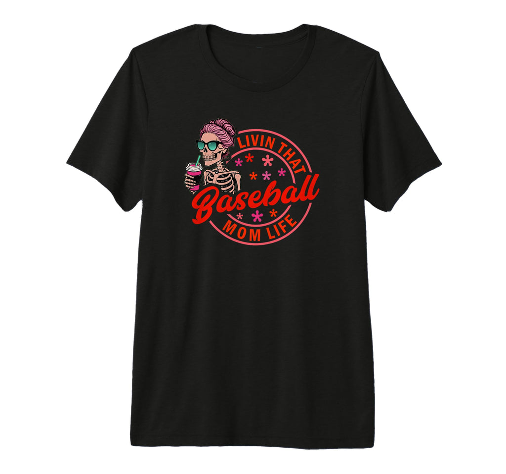 Baseball Mom Life Skeleton Sunglasses Tri T-Shirt - Trendy Graphic Unisex - T-Shirt, Sweatshirt, Hoodie