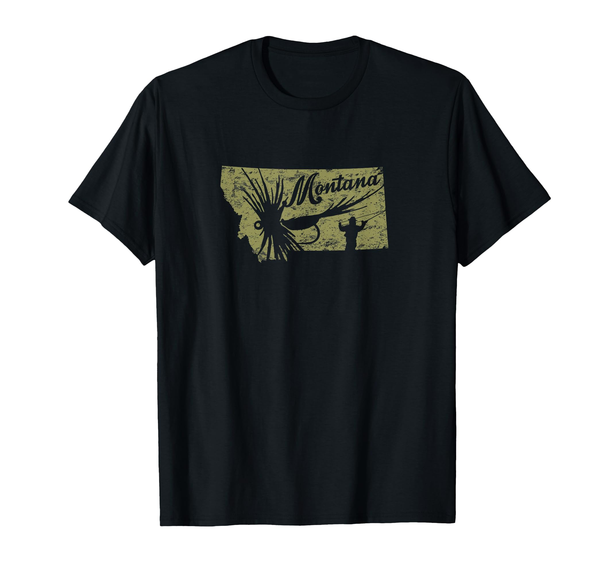 Montana Fly Fishing Distressed Trout T-Shirt - Trendy Graphic Men Women - T-Shirt, Sweatshirt, Hoodie