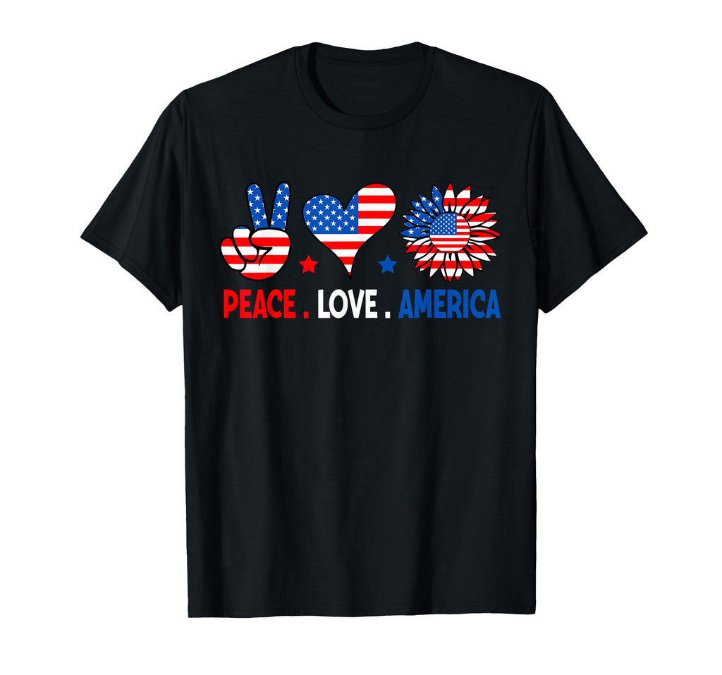 4Th July Peace Love America Us Flag Fourth T-Shirt - Trendy Graphic Unisex - T-Shirt, Sweatshirt, Hoodie