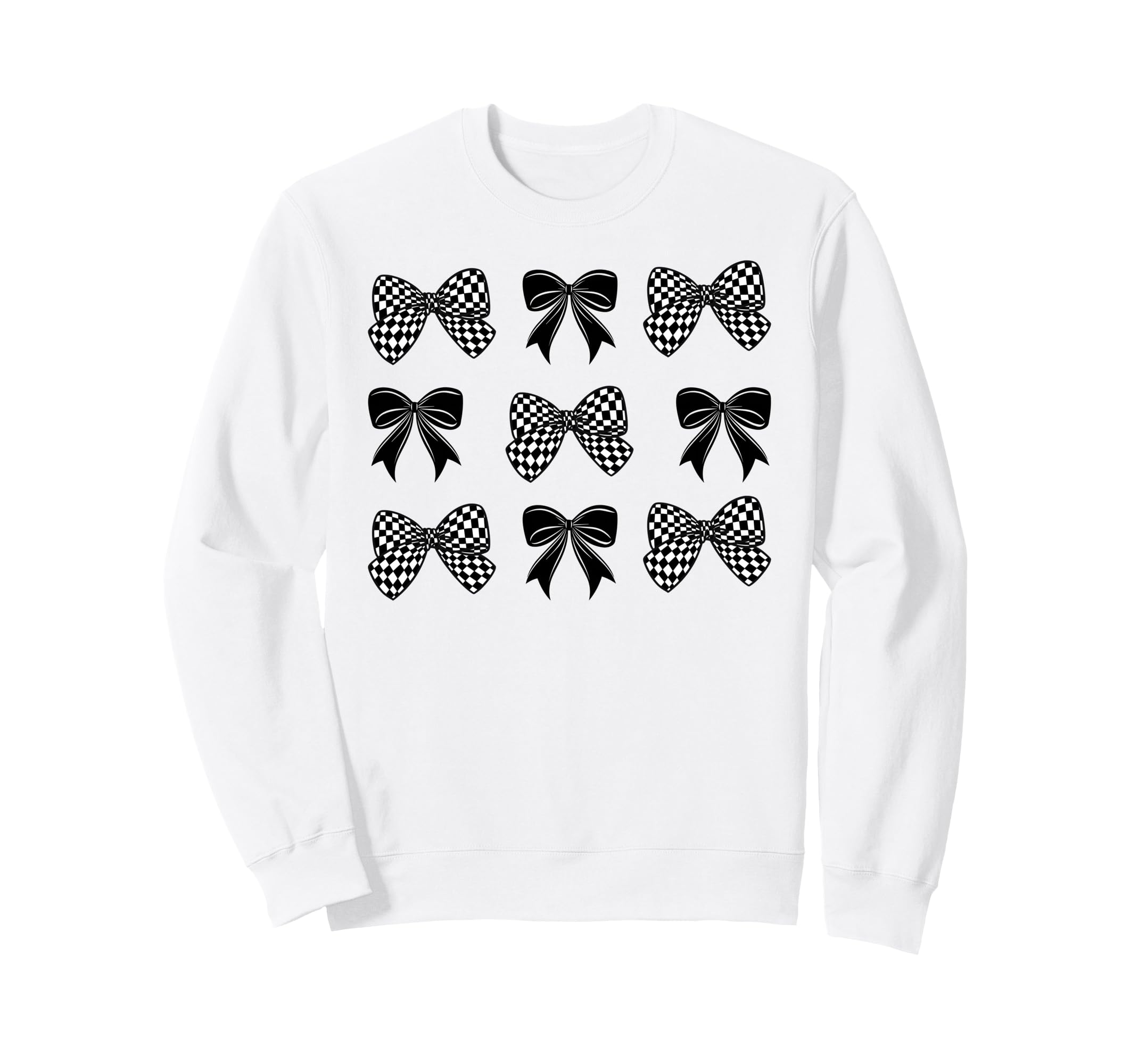 Coquette Bow Checked Flag Racing Car Sweatshirt - Streetwear Style Unisex - T-Shirt, Sweatshirt, Hoodie