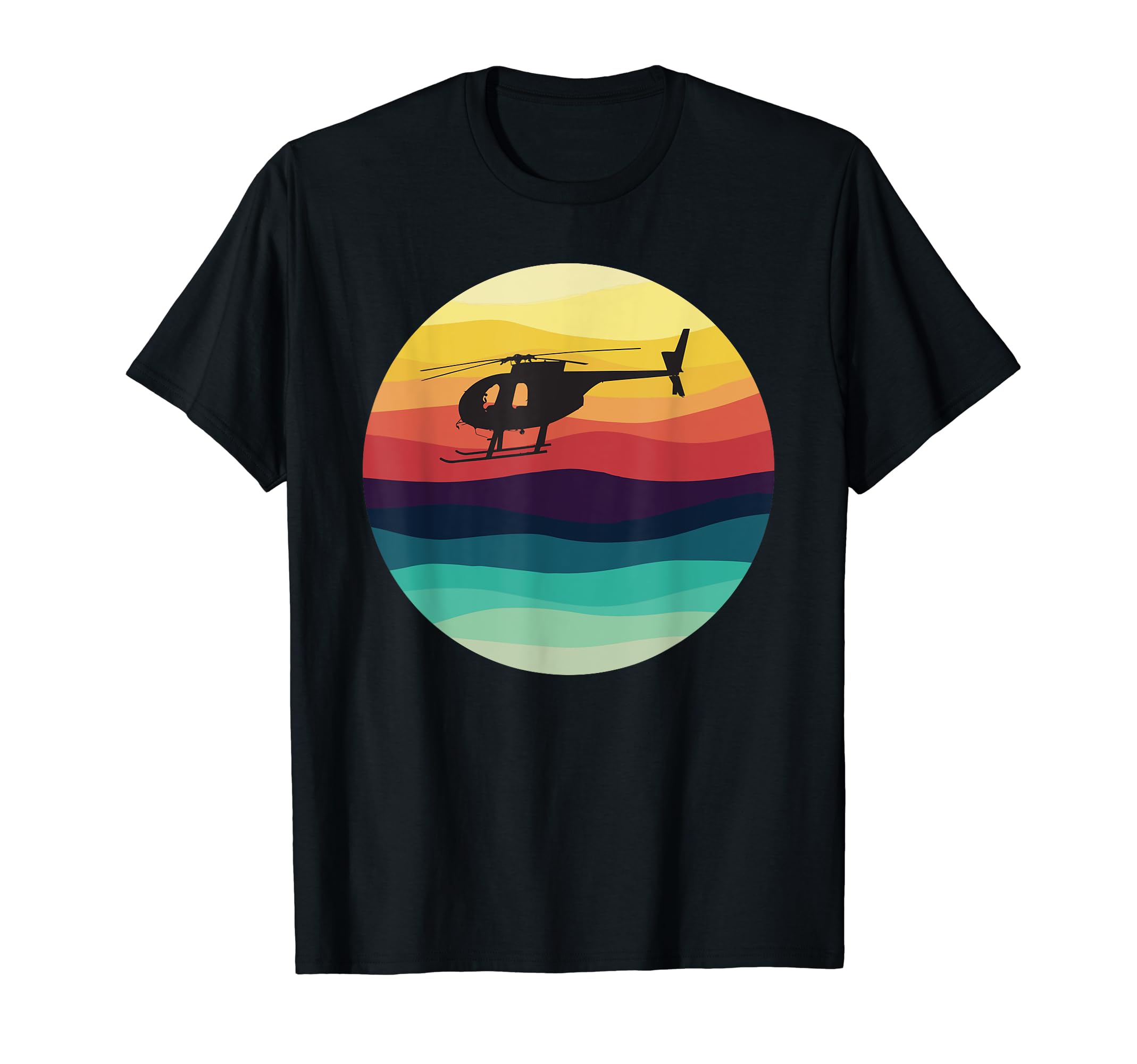 Helicopter Silhouette Md 500 Sunset T-Shirt - Novelty Apparel Men Women - T-Shirt, Sweatshirt, Hoodie