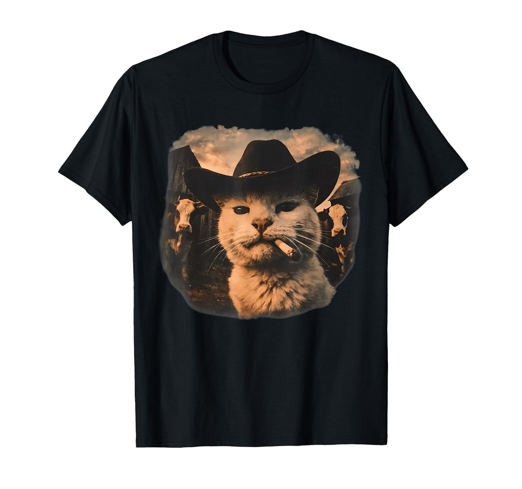 Meowdy Funny Country Side Cat Hat T-Shirt - Casual Everyday Wear Unisex - T-Shirt, Sweatshirt, Hoodie