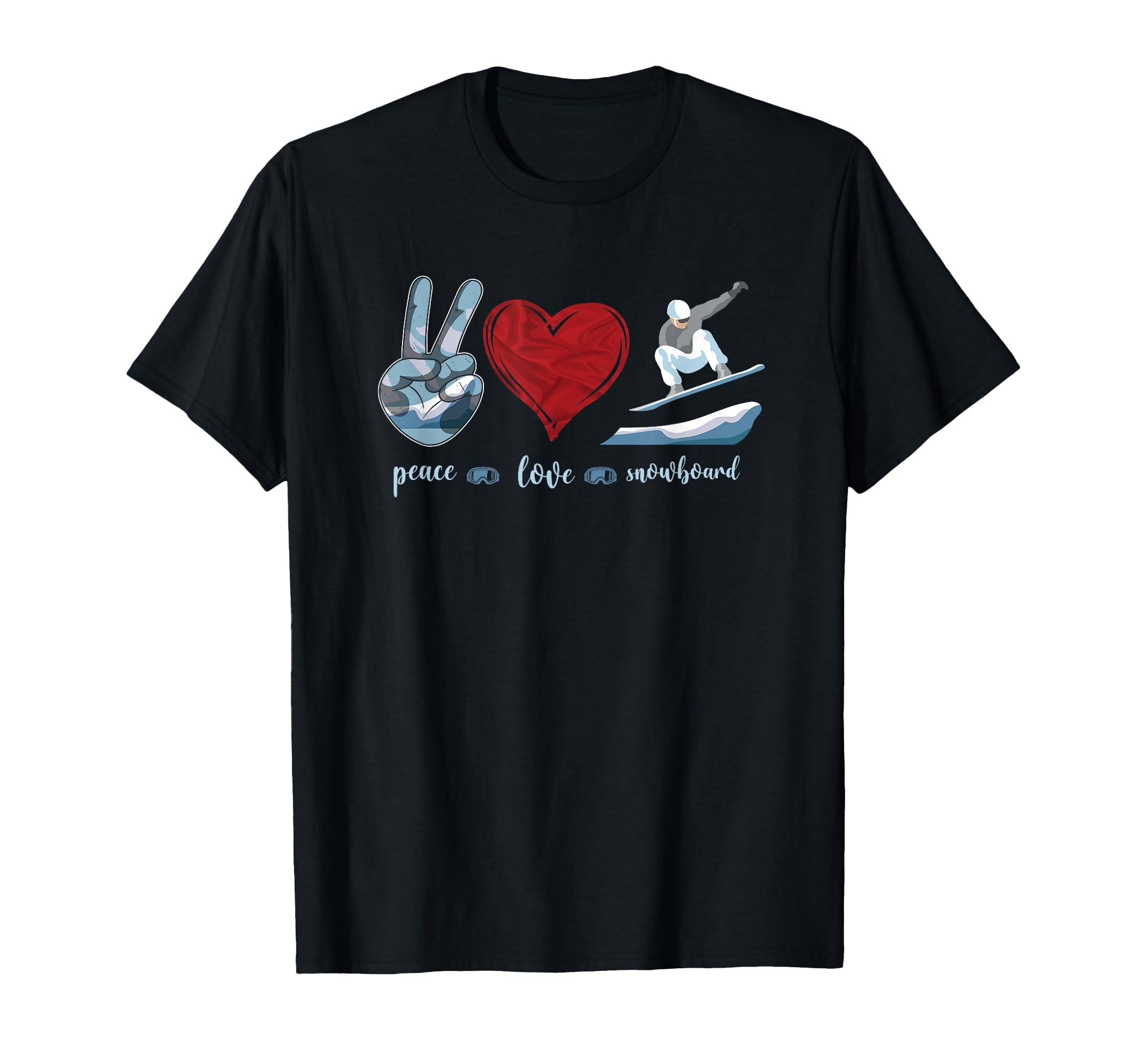 Snowboarding Snowboard Peace Love T-Shirt - Aesthetic Graphic for Adults - T-Shirt, Sweatshirt, Hoodie