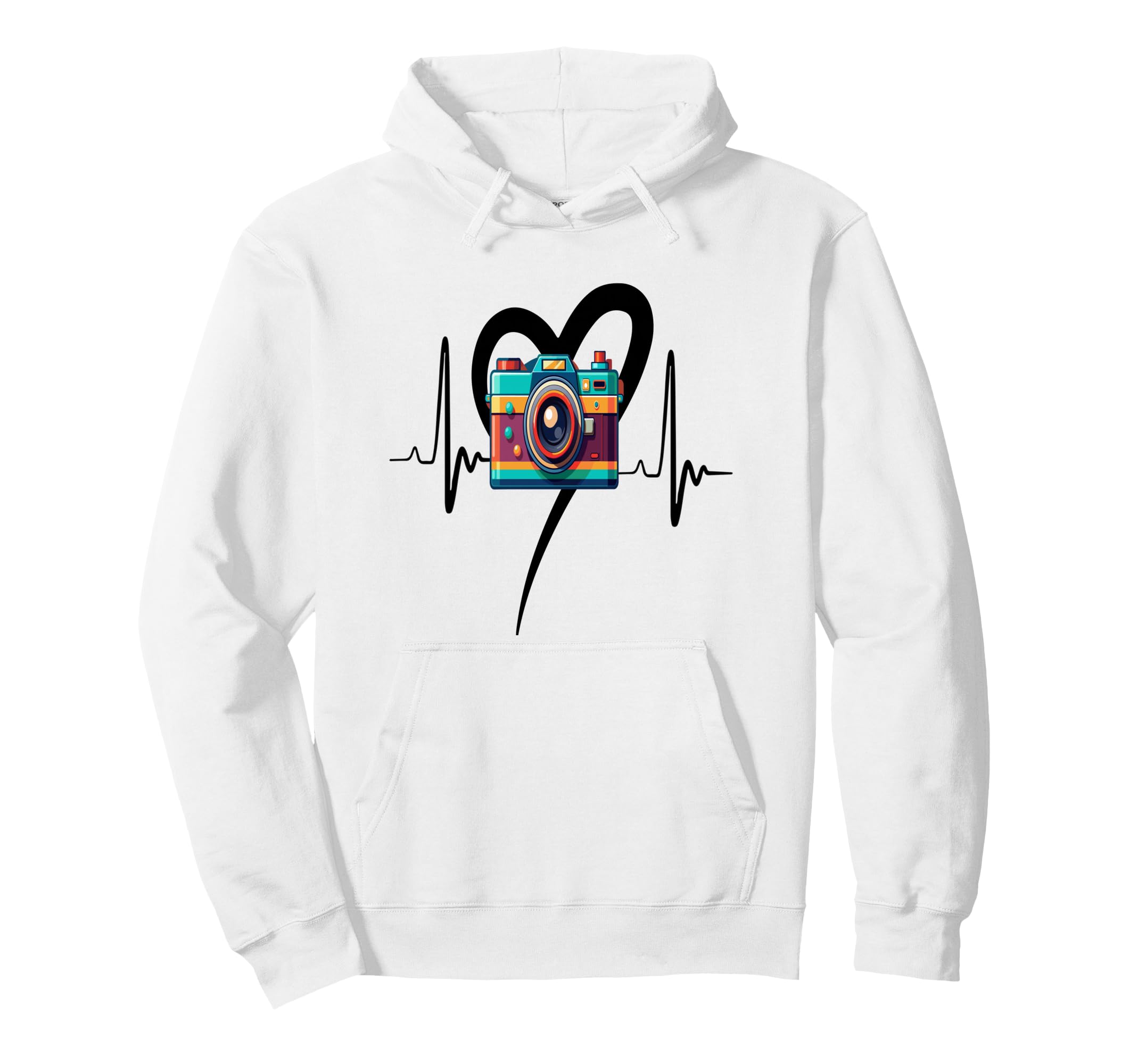 Womens Funny Camera Heartbeat Hoodie - Trendy Graphic for Adults - T-Shirt, Sweatshirt, Hoodie