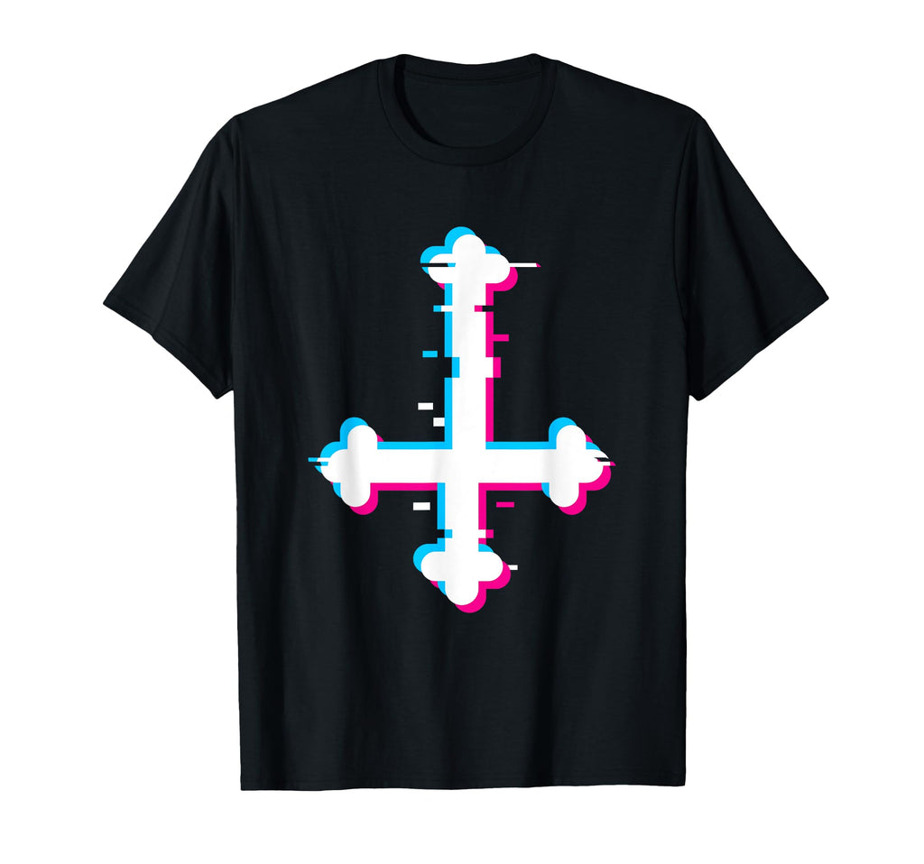 Satanic Symbol Turned Cross Vaporwave T-Shirt - Novelty Apparel for Adults - T-Shirt, Sweatshirt, Hoodie