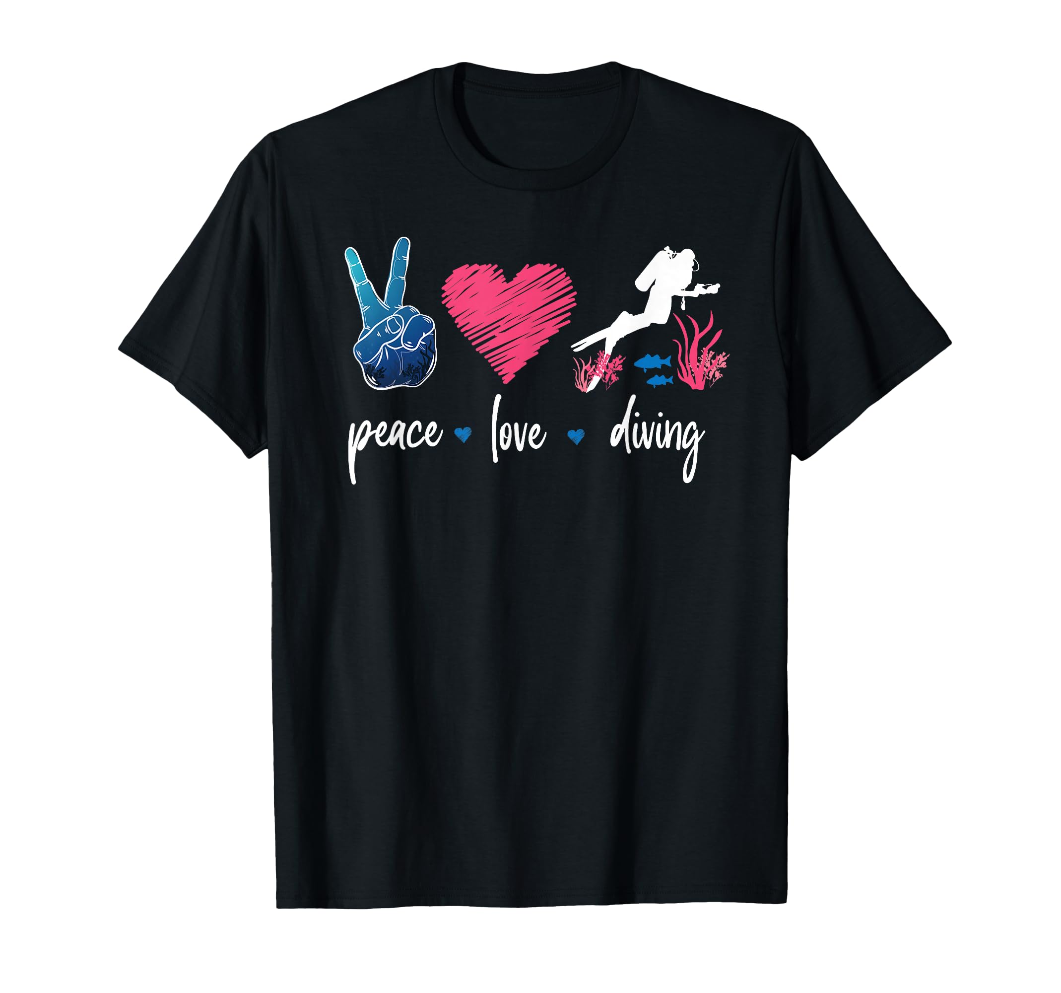 Scuba Diver Down Peace Love Diving T-Shirt - Minimalist Print for Adults - T-Shirt, Sweatshirt, Hoodie
