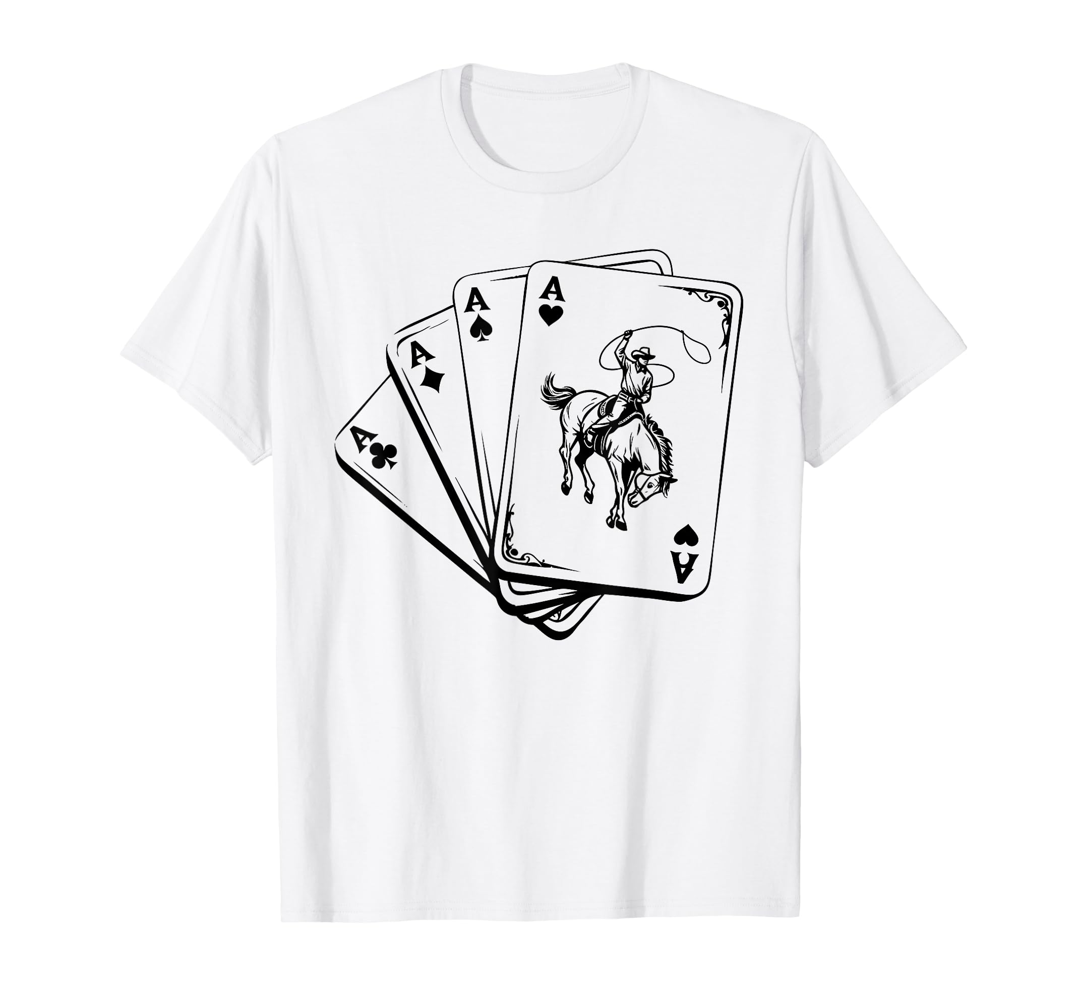 Cowboy Poker Aces Rodeo Western Gambling T-Shirt - Trendy Graphic Men Women - T-Shirt, Sweatshirt, Hoodie