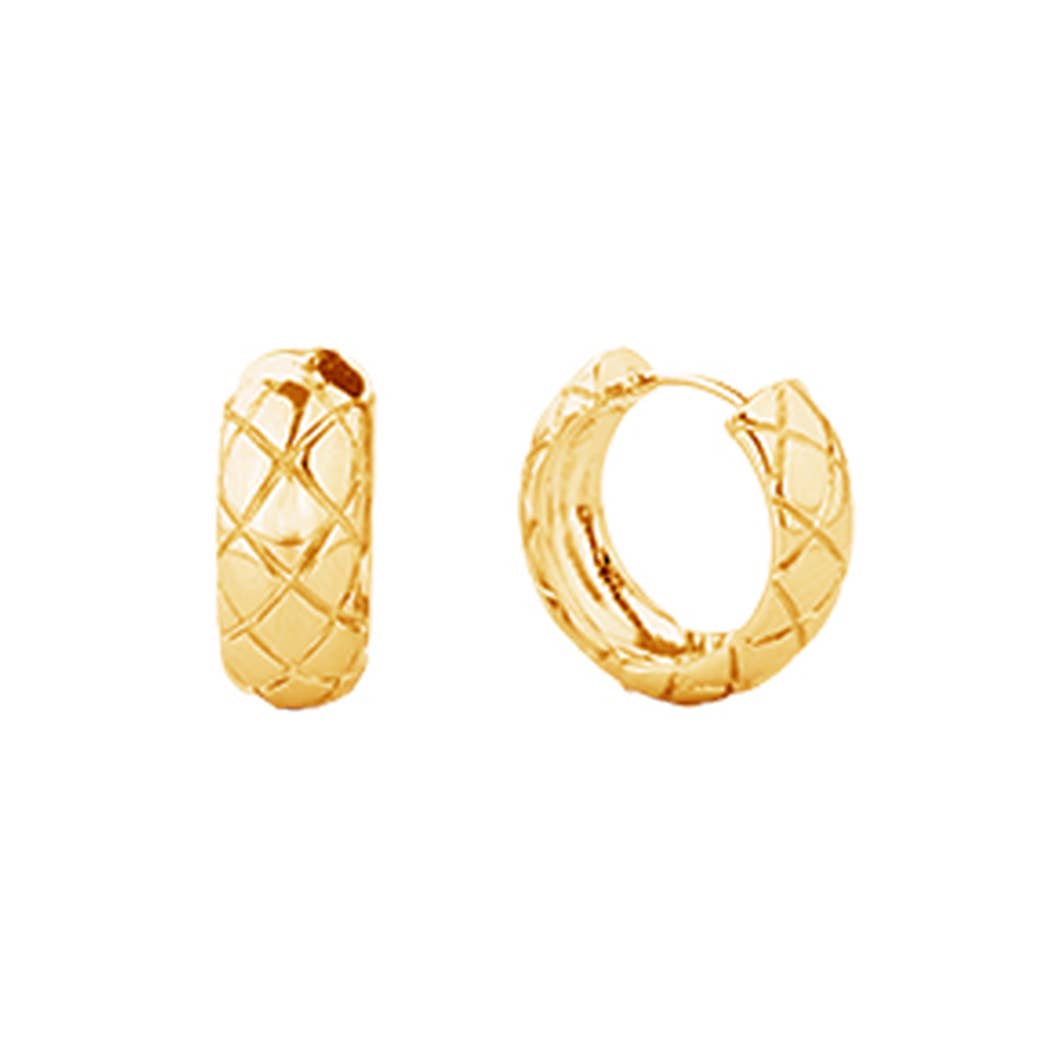 14K Gold-Dipped Check Pattern Huggie Earring - Adult & Kids T-Shirts, Sweatshirts & Hoodies apparel design preview 1