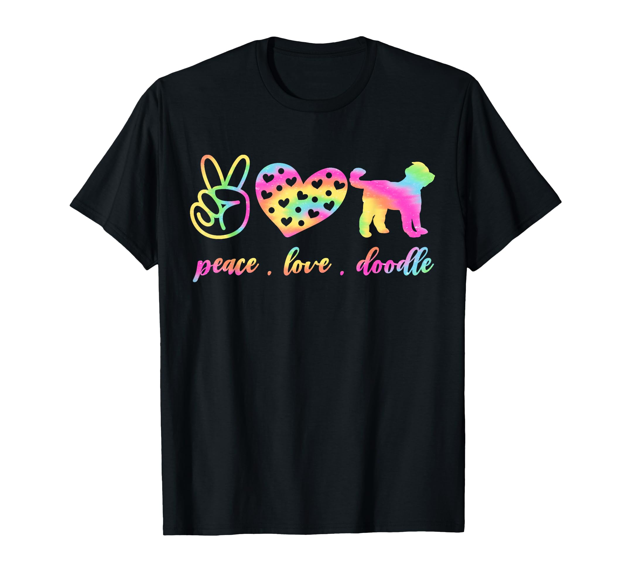 Peace Love Doodle Tie Dye T-Shirt - Aesthetic Graphic for Adults - T-Shirt, Sweatshirt, Hoodie