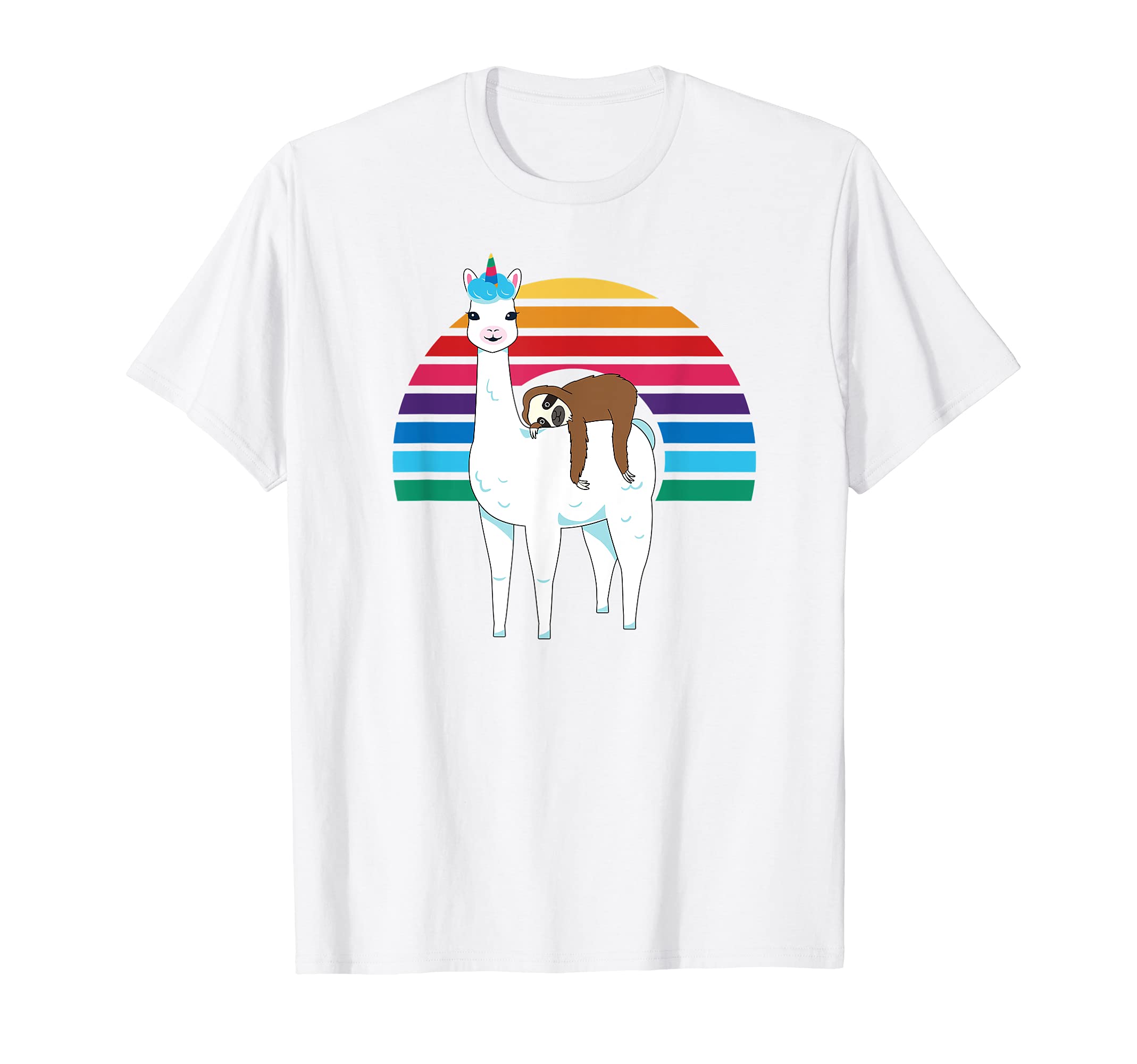 Funny Sloth Riding Unicorn Llama T-Shirt - Minimalist Print for Adults - T-Shirt, Sweatshirt, Hoodie